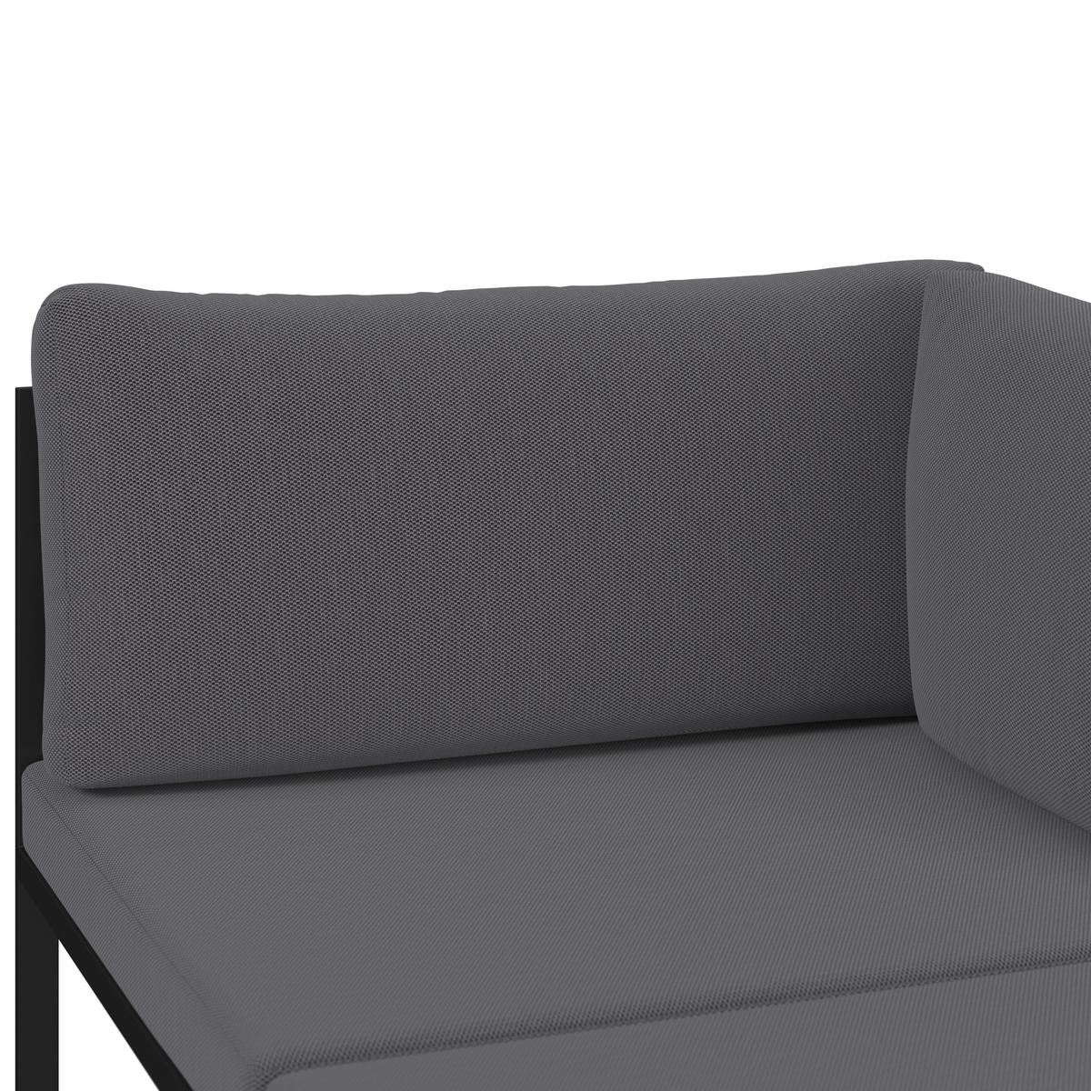 Loungegarnitur Valentina Dunkelgrau Metall/Outdoorstoff - Dunkelgrau/Schwarz, MODERN, Glas/Textil - Bessagi Garden