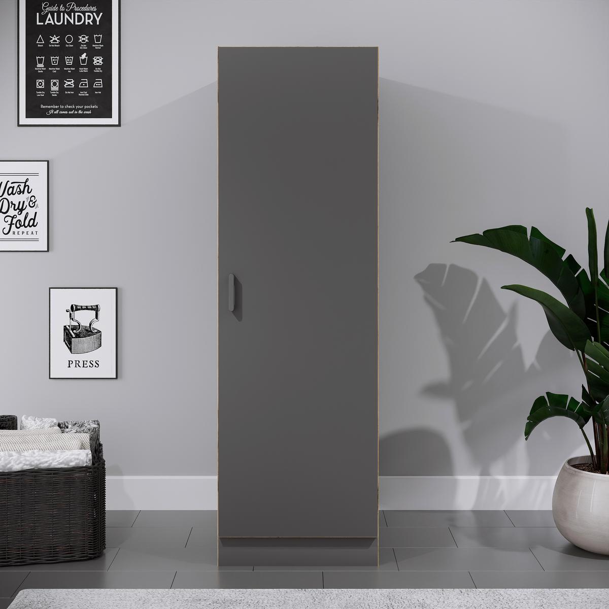 Wäscheschrank Rislo - Honigeiche/Anthrazit, Trend, Holzwerkstoff/Kunststoff (50/162/60cm) - MID.YOU