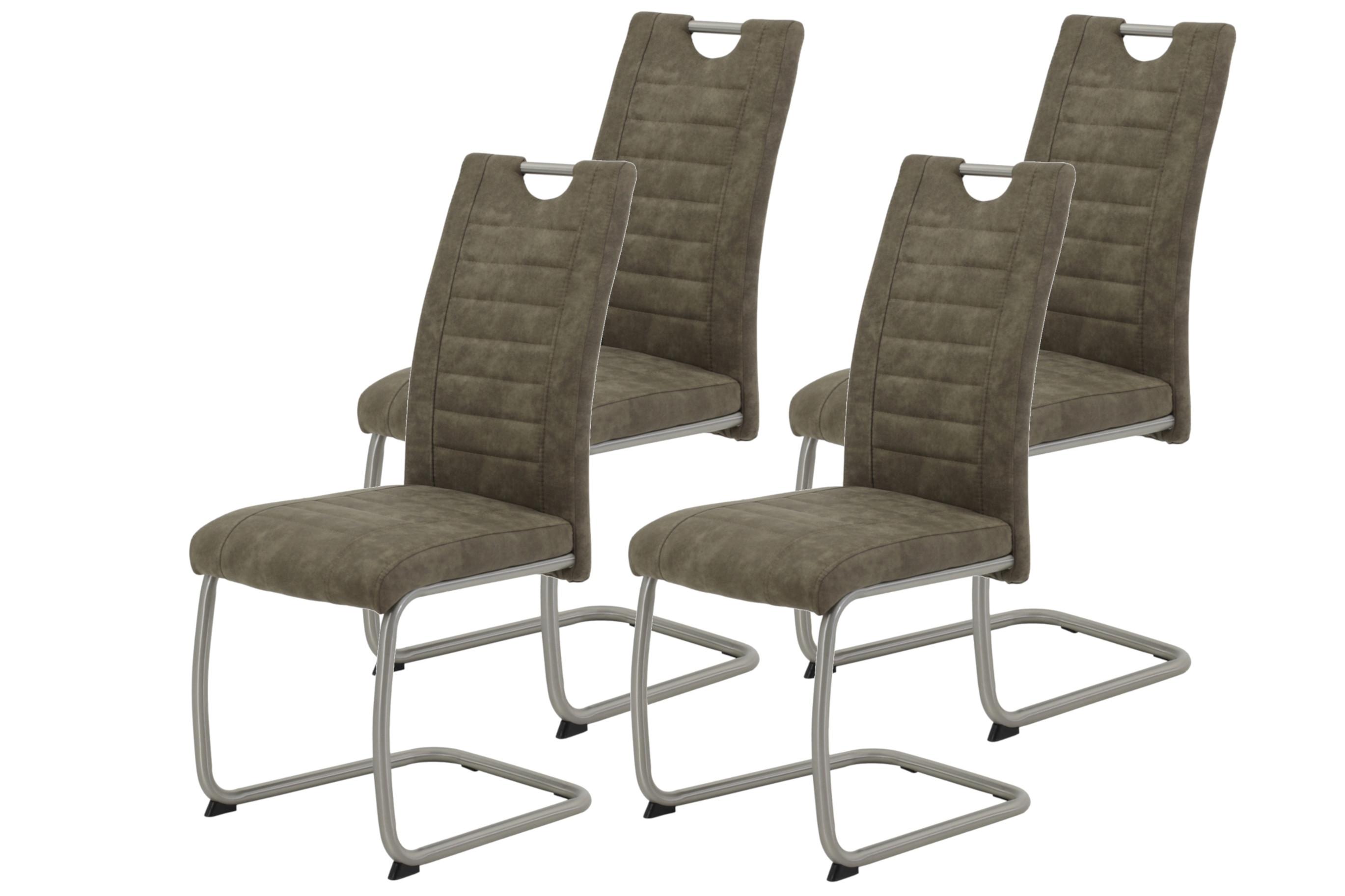Schwingstuhl-Set Ulla S Schlammfarben - Schlammfarben/Edelstahlfarben, MODERN, Textil/Metall (43/98/59cm) - MID.YOU