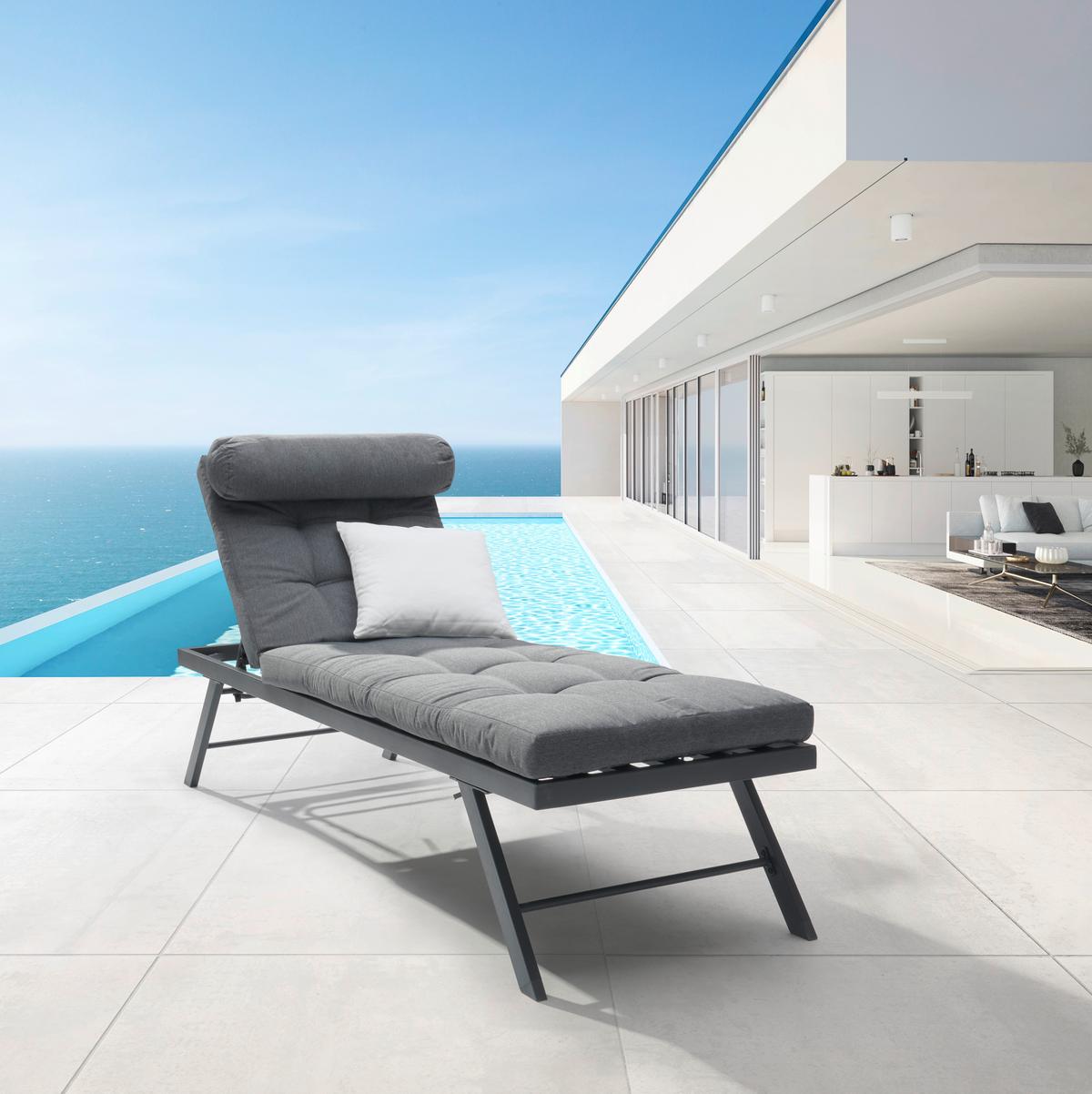 Gartenliege in Grau - Grau, Modern, Textil/Metall (199/40/67cm) - Mömax