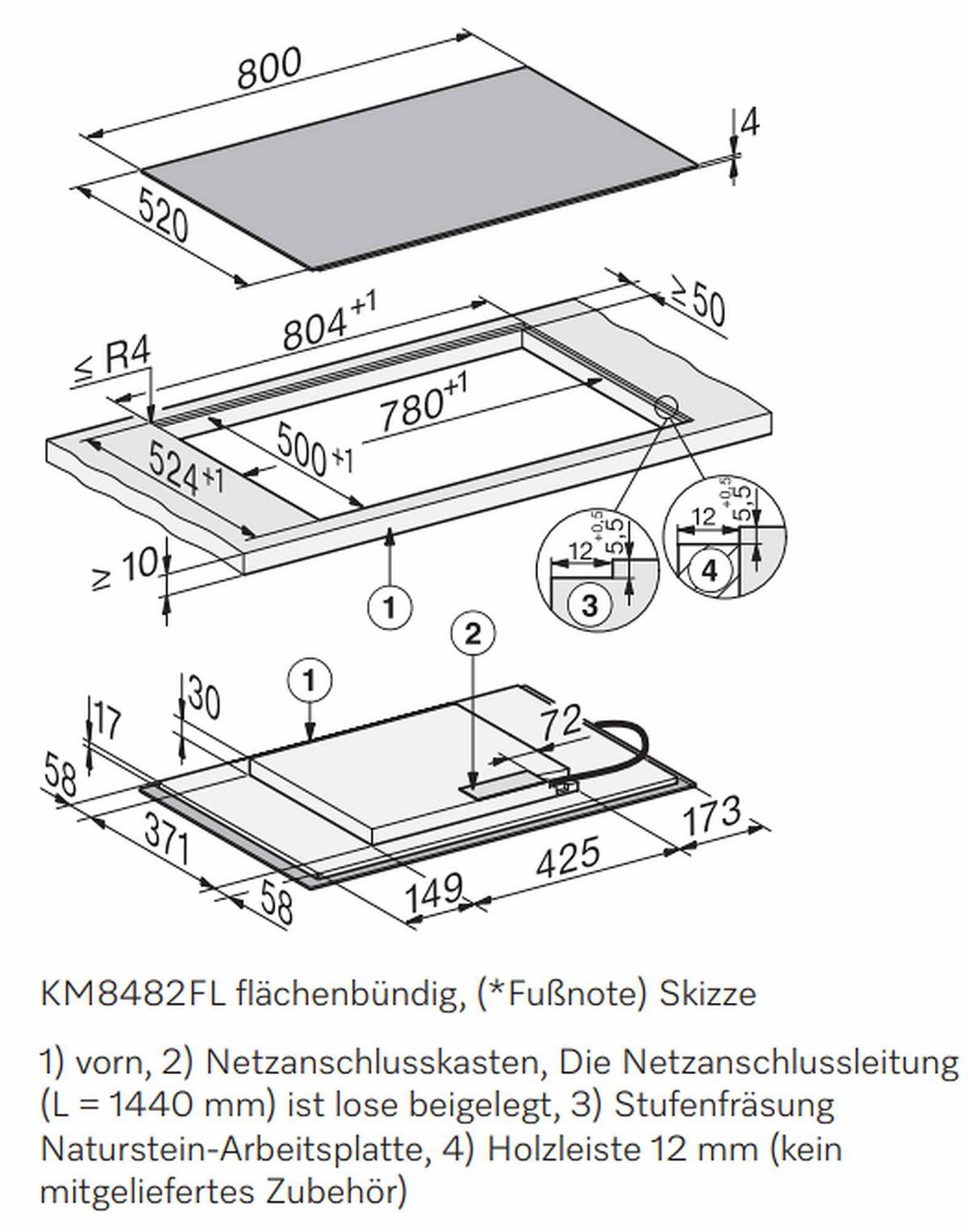 Induktionskochfeld KM8482FL Schwarz - Schwarz, MODERN, Glas (80/5,1/52cm) - Miele