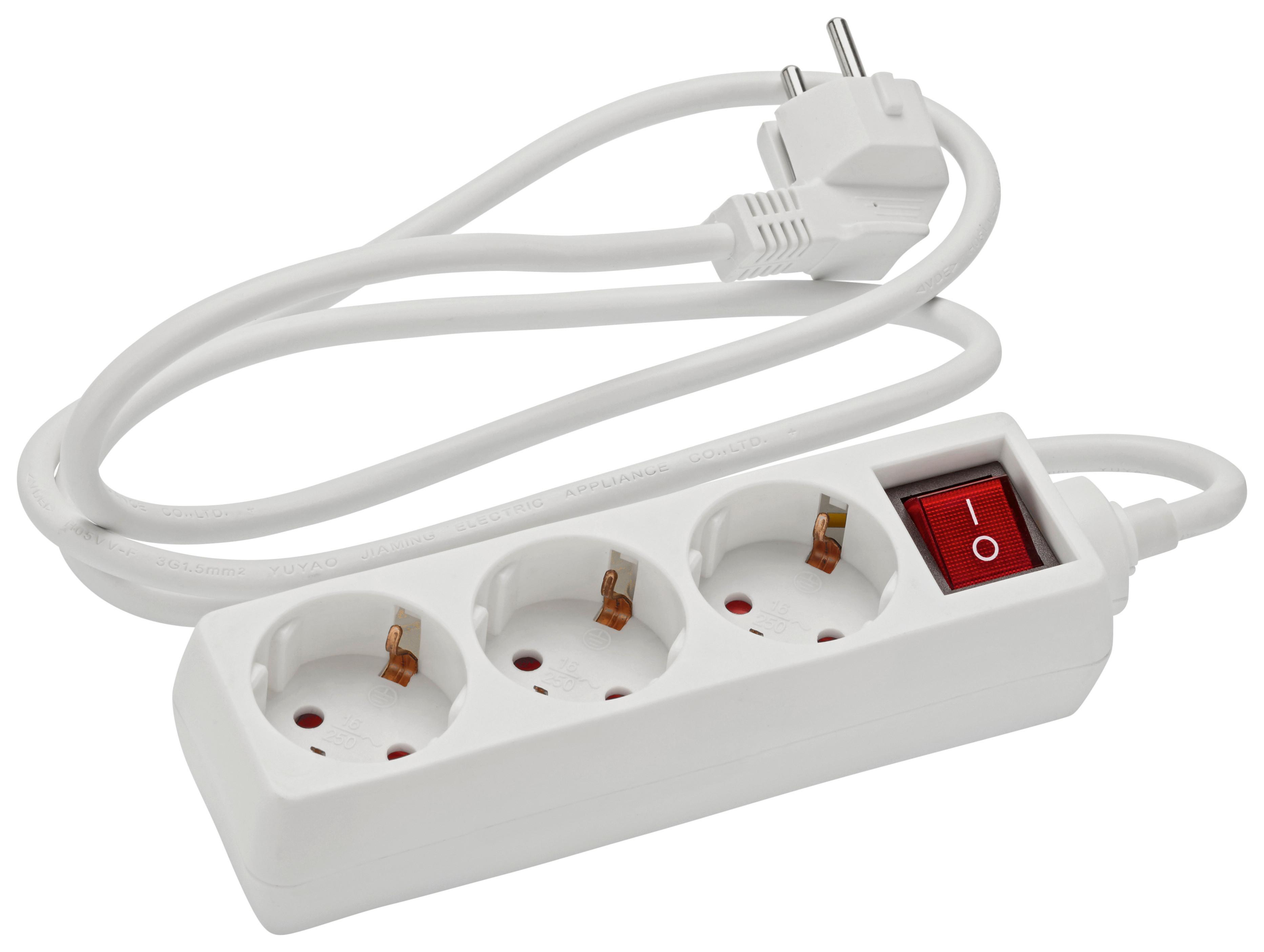 Podaljšek Z Vtičnicami Simon -Ext- -Kma- - bela, umetna masa (150cm) - Mömax