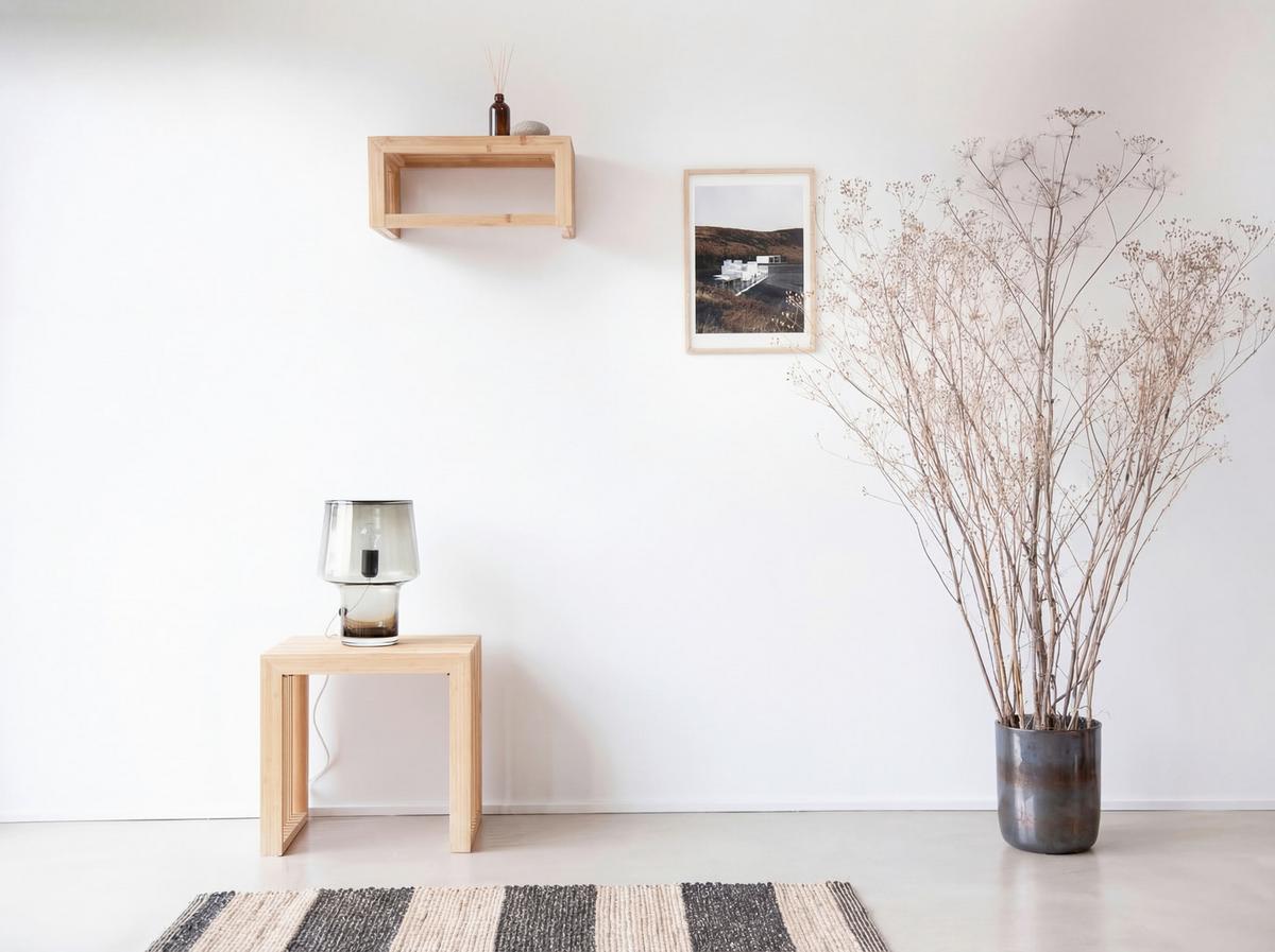 Garderobe Rib Small Hall Set - Naturfarben, Design, Holz (45/35/43cm) - Livetastic