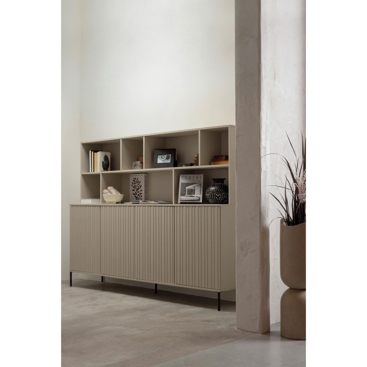 Sideboard Gravure Beige B: 40 cm - Schwarz/Grau, Design, Holz/Metall (200/85/44cm) - Livetastic