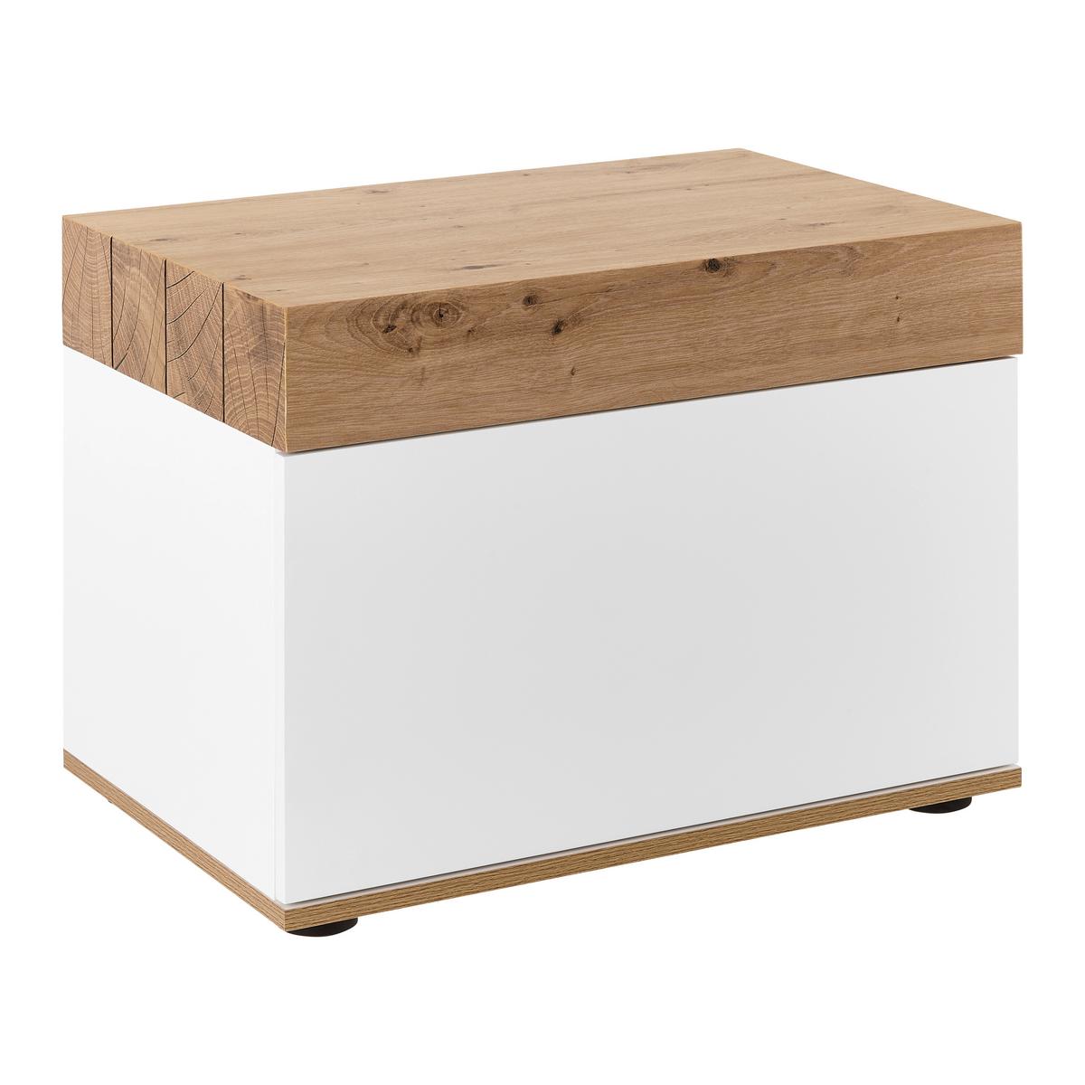 Schuhkipper Cara Weiß/Eichefarben MDF - Eichefarben/Weiß, MODERN (60/45/40cm) - Bessagi Home