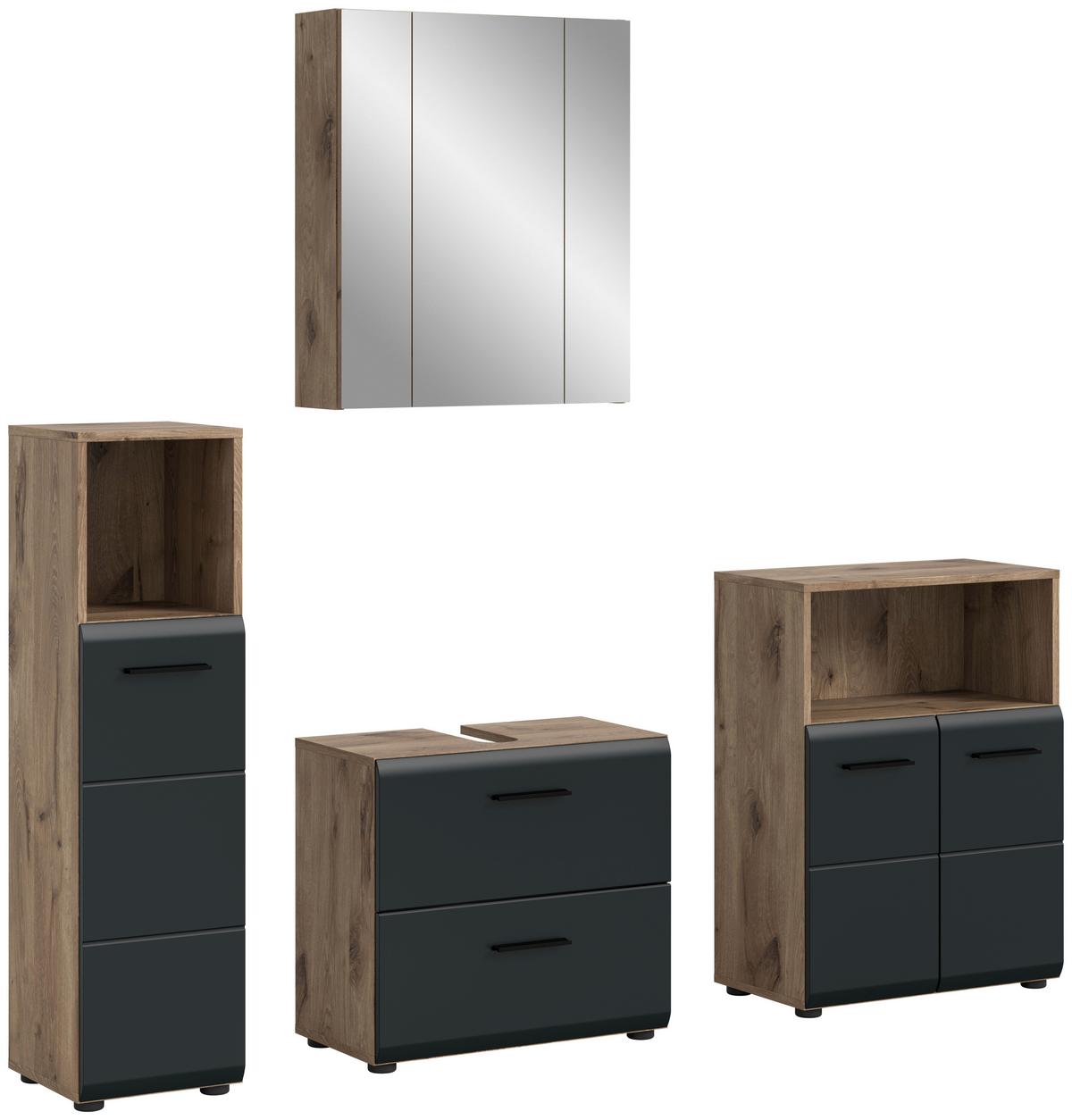 BADEZIMMER ICE - Eiche dunkel/Schwarz, Basics, Holzwerkstoff/Kunststoff (150cm) - MID.YOU