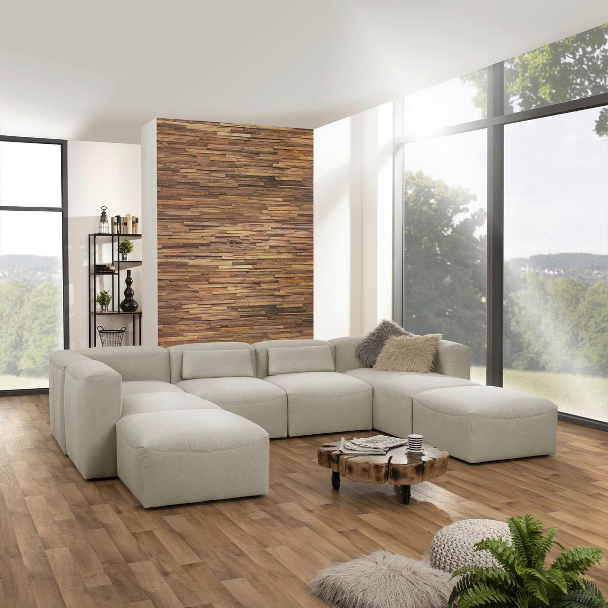 WOHNLANDSCHAFT LENA - Creme, Design, Kunststoff/Textil (250/350/235cm) - Max Winzer