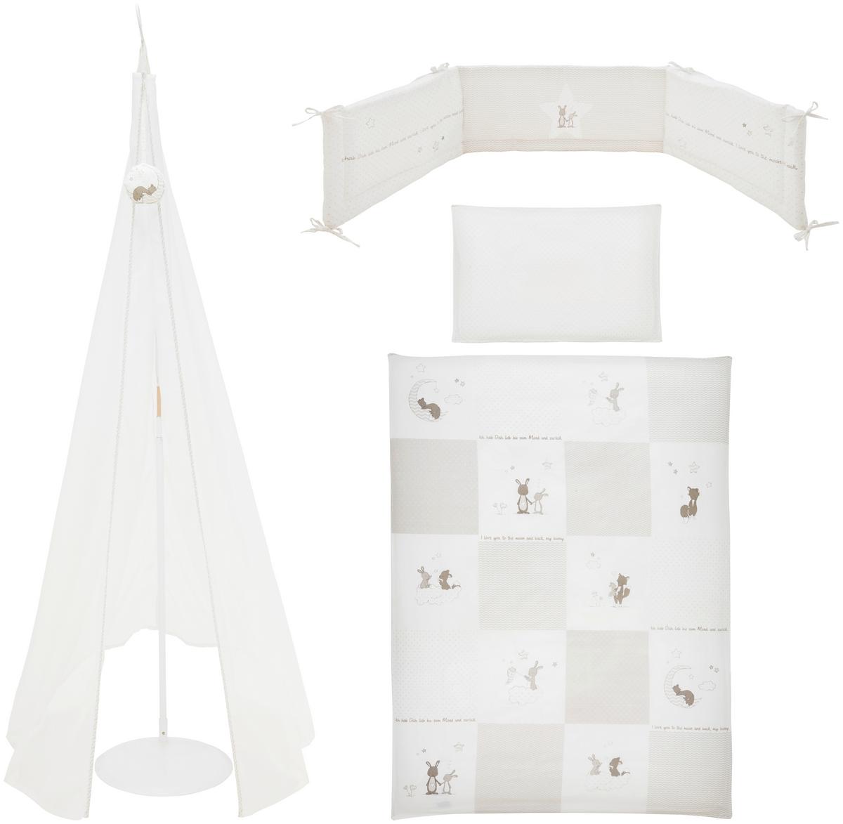 Gitterbettset Fox und Bunny in Weiß - Textil (70/140cm) - Roba