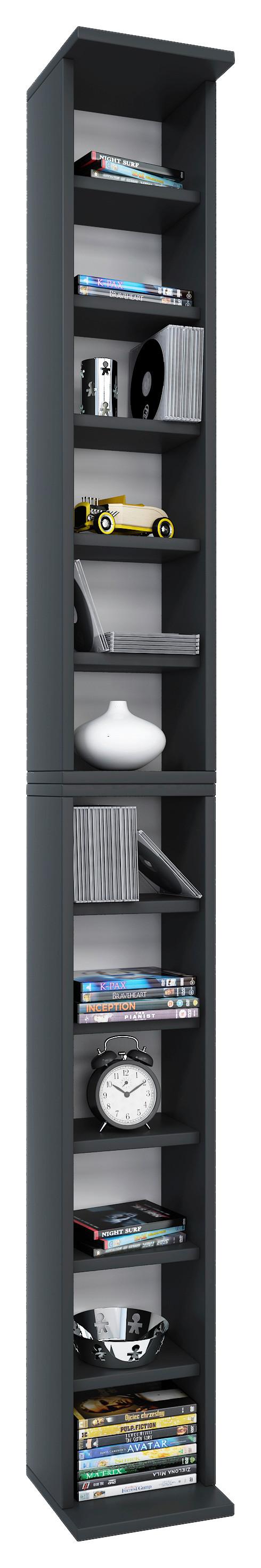 CD-Regal Bigol in Schwarz, B: 21 cm - Schwarz, Basics, Holzwerkstoff (21/183/20cm) - MID.YOU