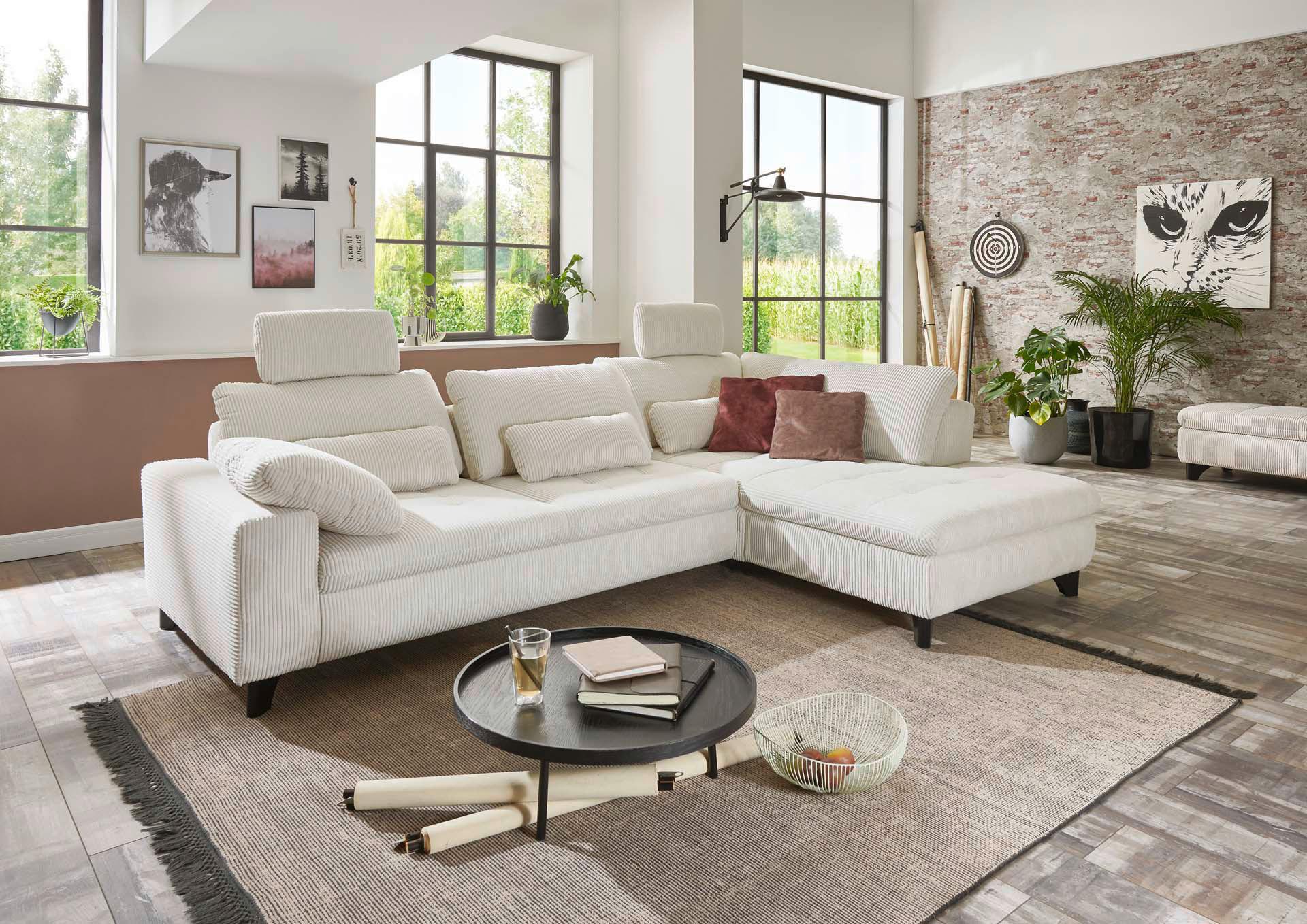 ECKSOFA LANDO - Schwarz/Grau, Modern, Textil/Metall (289/197cm) - Premium Living