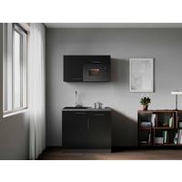 Miniküche Oliver m. Geräten ca. 100cm Schwarz - Schwarz/Grau, Trend, Holzwerkstoff/Metall (100cm) - Respekta