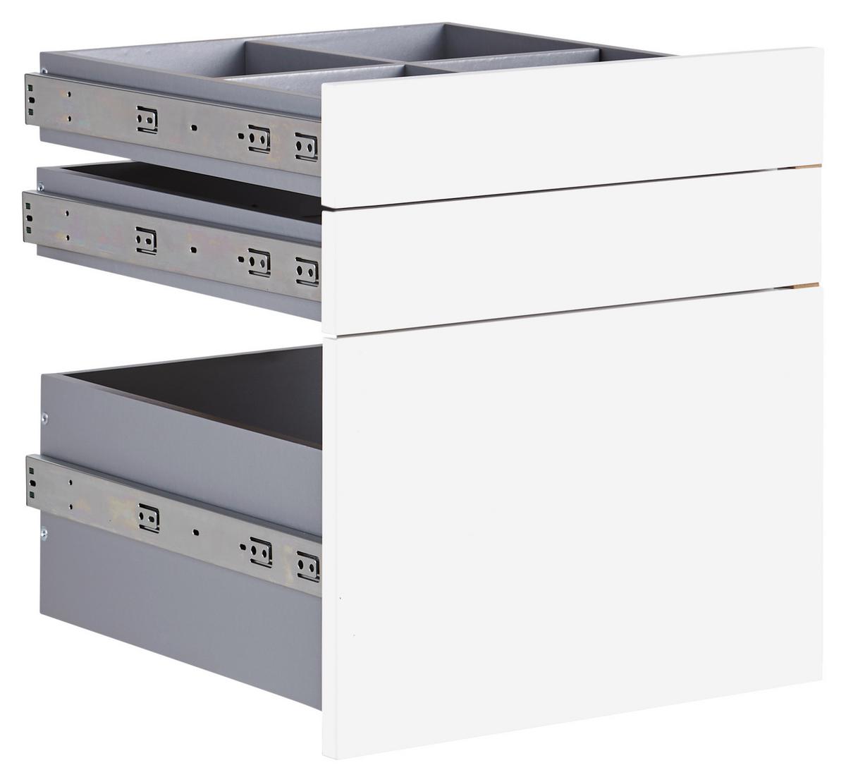 Schubladenset Unit in Weiss Hochglanz - Weiss Hochglanz, Modern, Holzwerkstoff (45,3/50,3/47cm) - Based