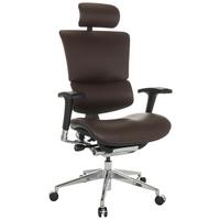 Pisarniški Stol Ergo-u2 L, Temno Rjava - srebrne barve/temno rjava, Basics, kovina/umetna masa (70/124-146/67cm) - MID.YOU