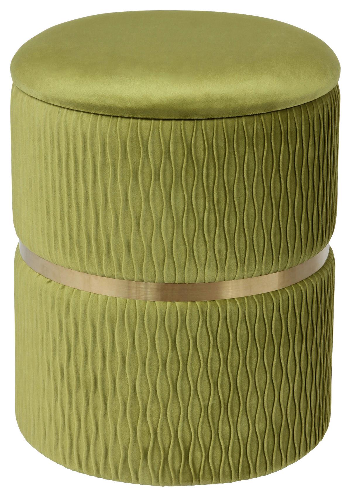 HOCKERSET MILAS 100 - Goldfarben/Grün, Konventionell, Textil/Metall (31,5+36cm) - Kayoom