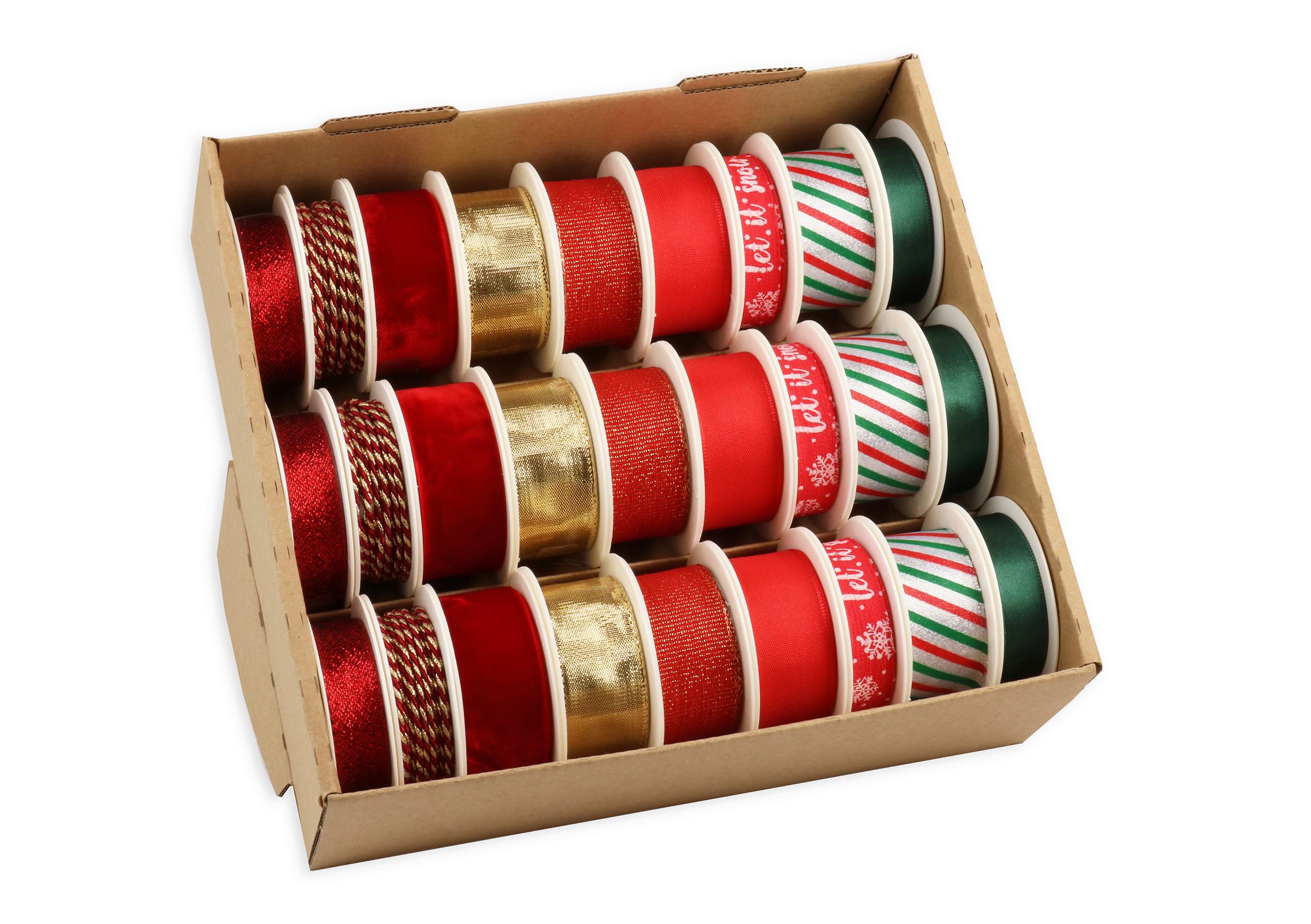 Geschenkband Lena in diversen Farben - Dunkelgrün/Rot, Basics, Textil (23/7,5/21cm) - Mömax