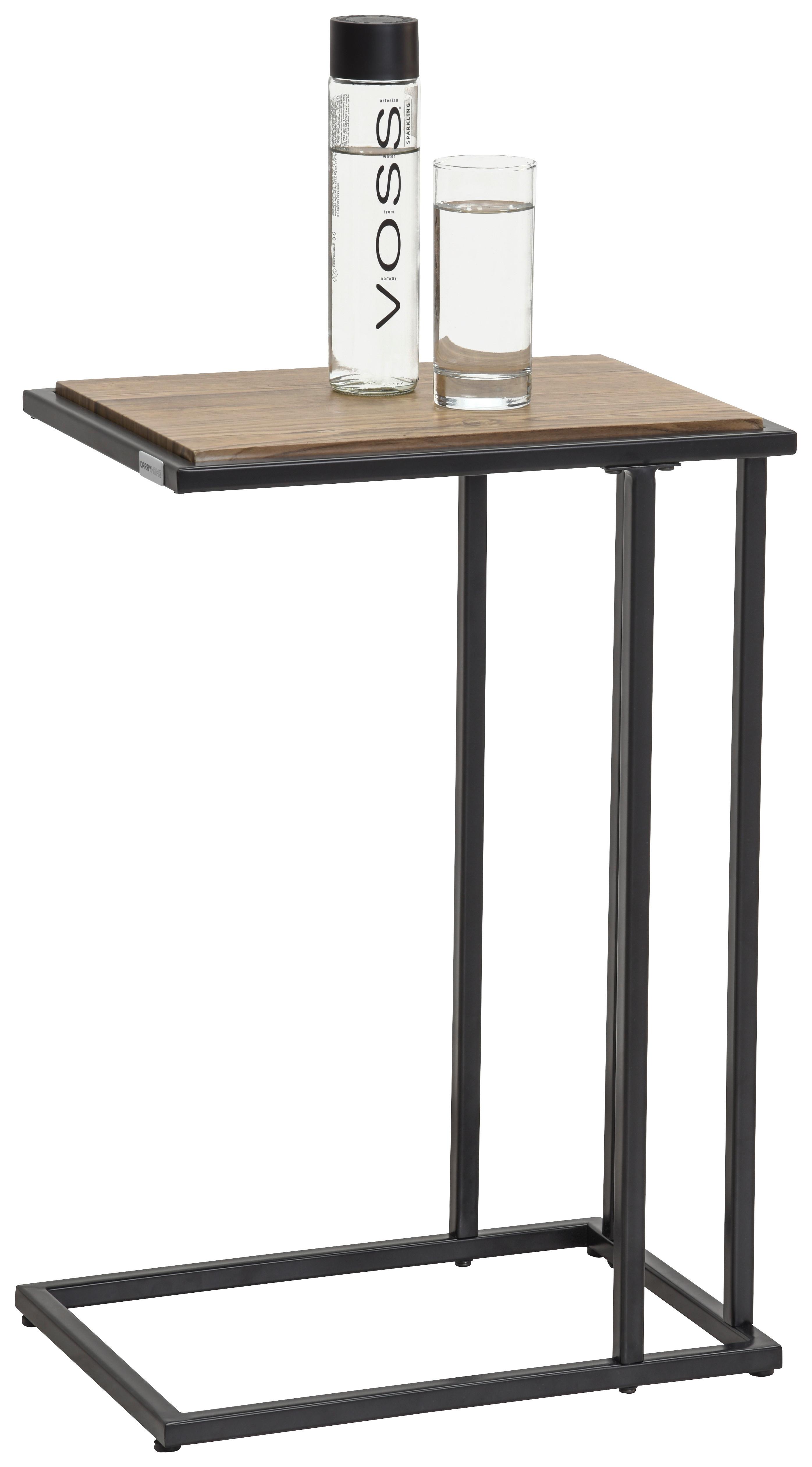 STOLIK BOCZNY PROMO - kolor dębowy/czarny, Design, materiał drewnopochodny/metal (40/30/60cm) - Carryhome