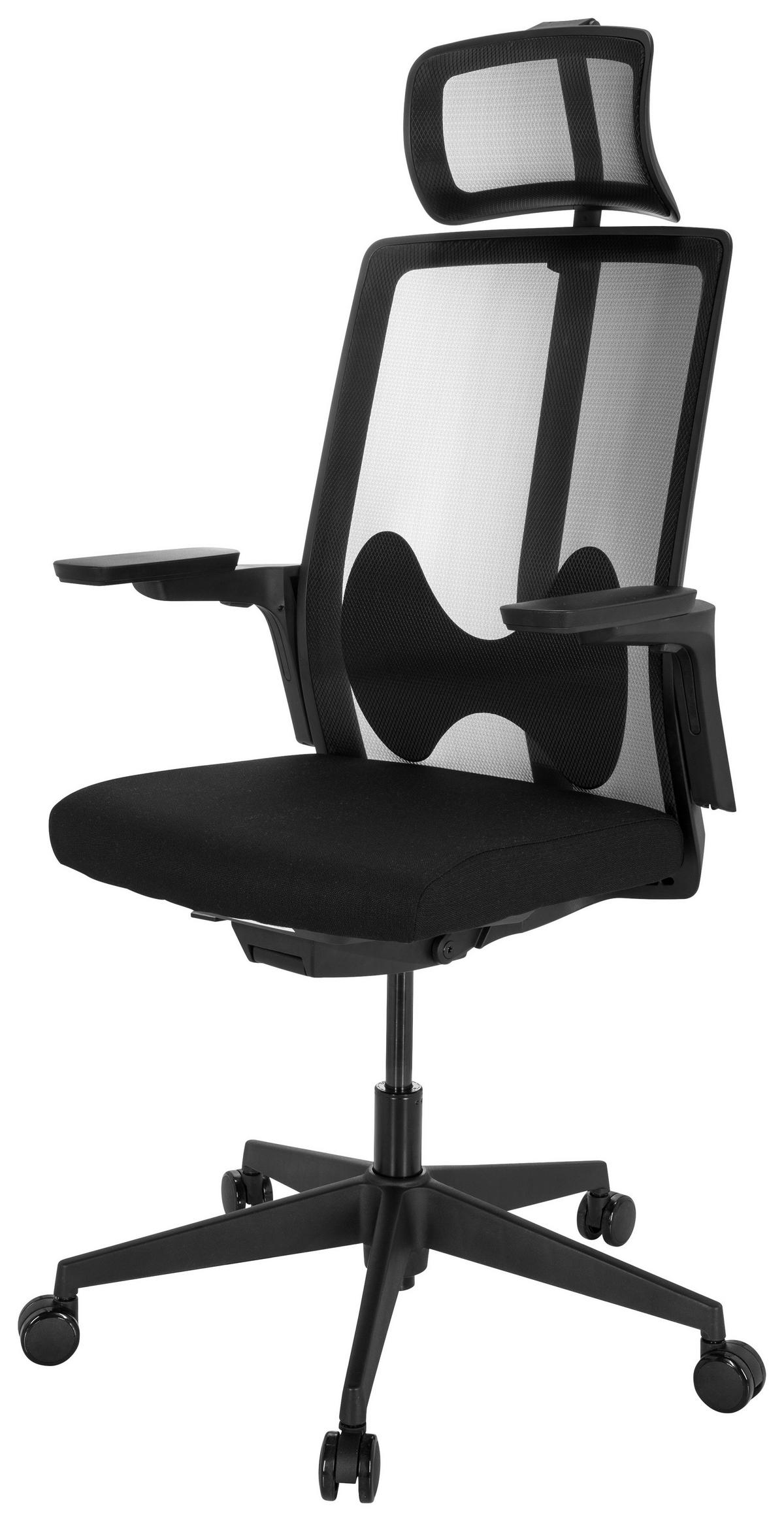 Pisarniški Stol Arceo B, Črna - črna, Basics, umetna masa/tekstil (66/123-139/66cm) - MID.YOU