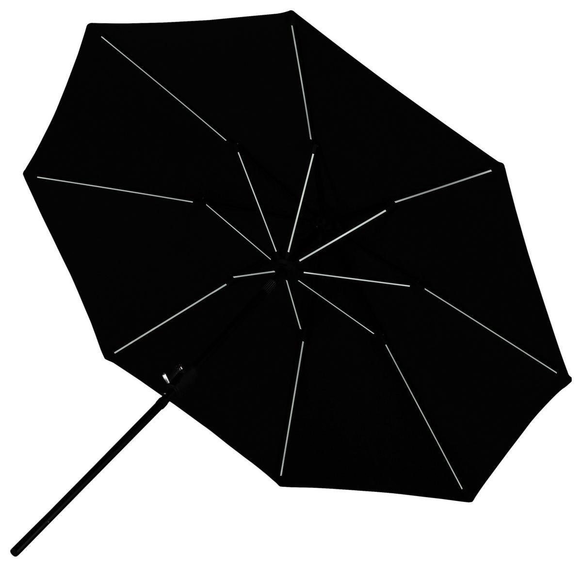 Sonnenschirm Sabal m. LED ca. 270x241 cm Schwarz Solar - Schwarz, KONVENTIONELL (270/241/270cm) - Gardenson