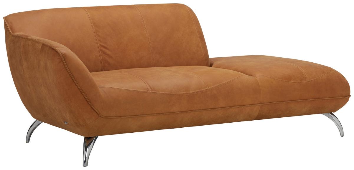 Chaiselongue aus Echtleder - Hellbraun/Alufarben, Lifestyle, Leder (200/83/45/100cm) - Premium Living