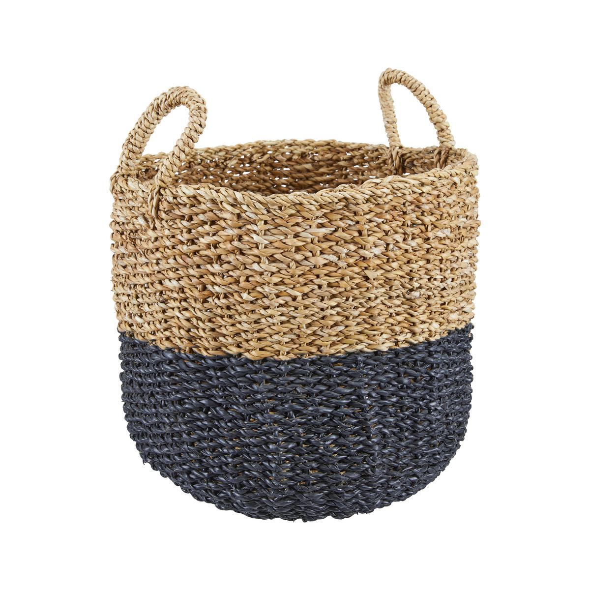 KOSZ DEKORACYJNY SOPHIAN - kolor naturalny/czarny, Natur, materiały naturalne (30/36cm)