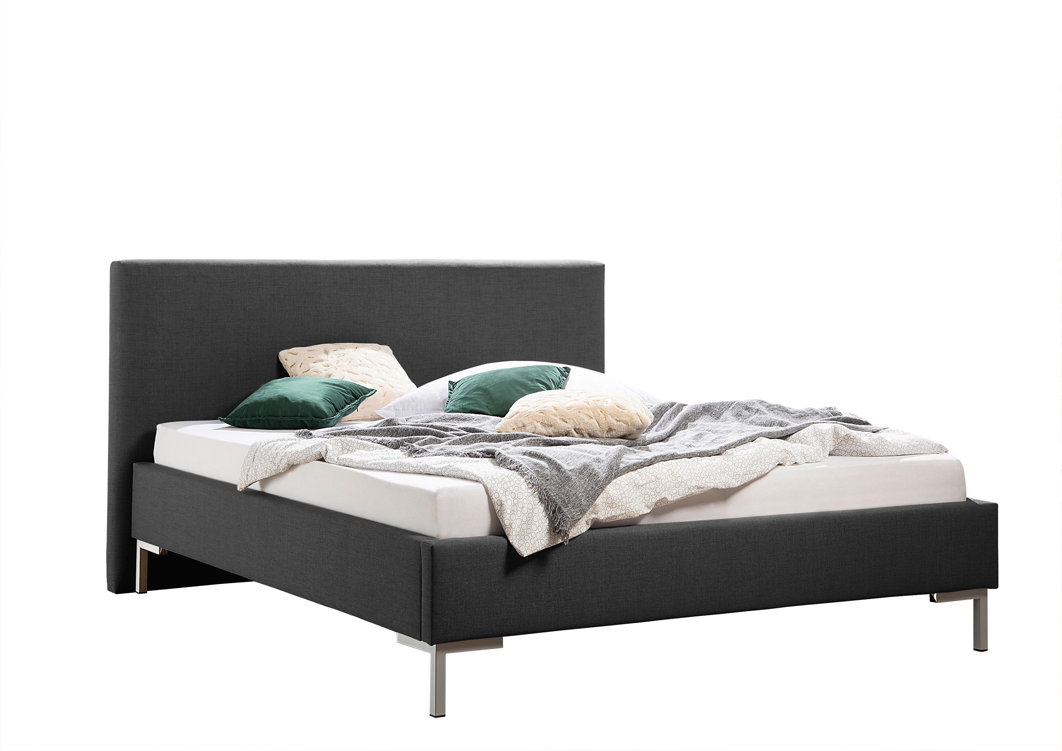 Polsterbett Minto Anthrazit ca. 200x200 cm - Anthrazit/Silberfarben, MODERN, Textil/Metall (200/200cm) - Livetastic