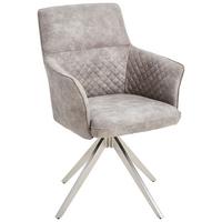 KRZESŁO Z PODŁOKIETNIKAMI KIM - kolor srebrny/kolor stalowy, Basics, metal/tkanina (62/90/63cm) - MID.YOU