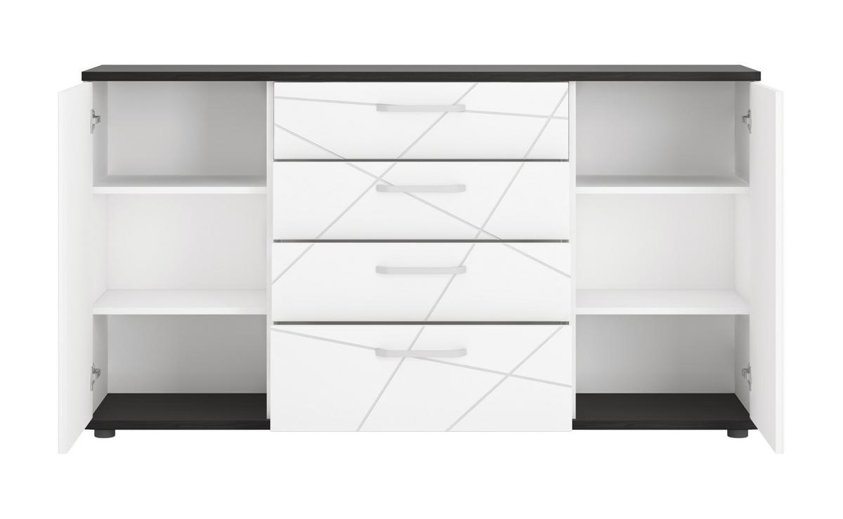 Komoda Venezia, Bela, Barva Temnega Hrasta - bela/temni hrast, Moderno, kovina/umetna masa (161,4/87,4/40cm)