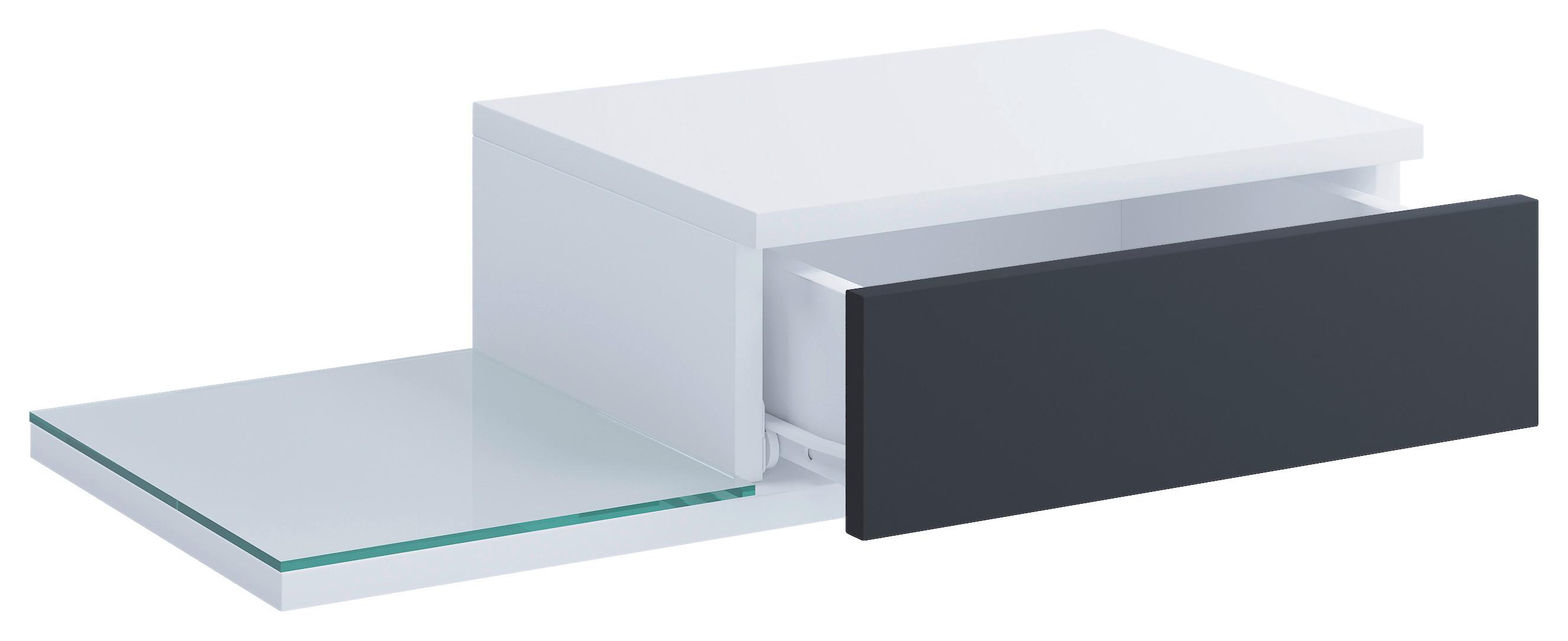 Nočna Omarica Konsila L, Bela, Antracit - bela/antracit, Moderno, steklo/leseni material (65/15/30cm) - MID.YOU