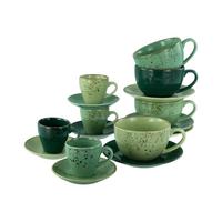 Kavni Servis Green Life, 16-Delni - zelena/gozdno zelena, Basics, keramika - Creatable