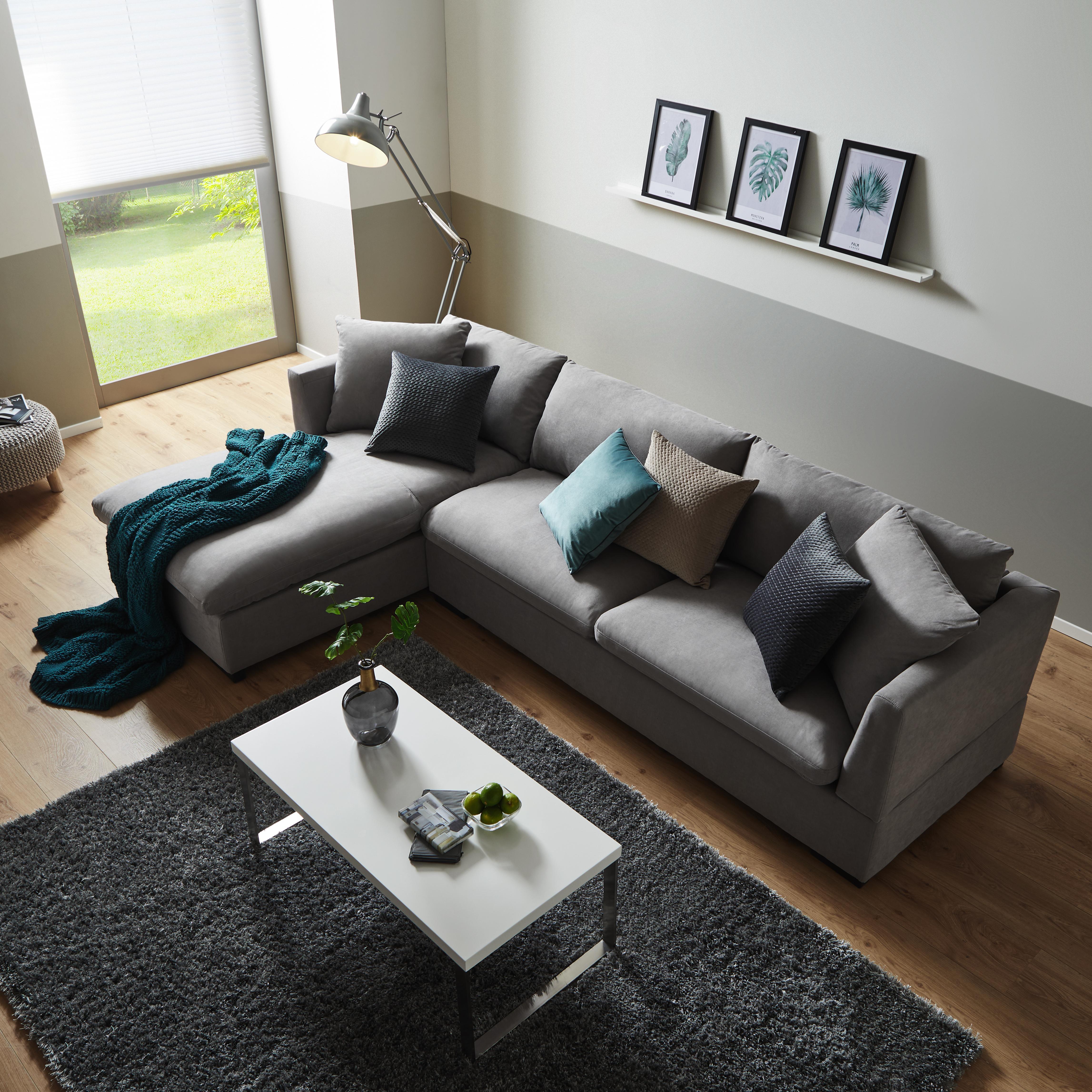 Wohnlandschaft in Grau 'Aurelia' - Grau, MODERN, Holz/Kunststoff (168/284cm) - Bessagi Home