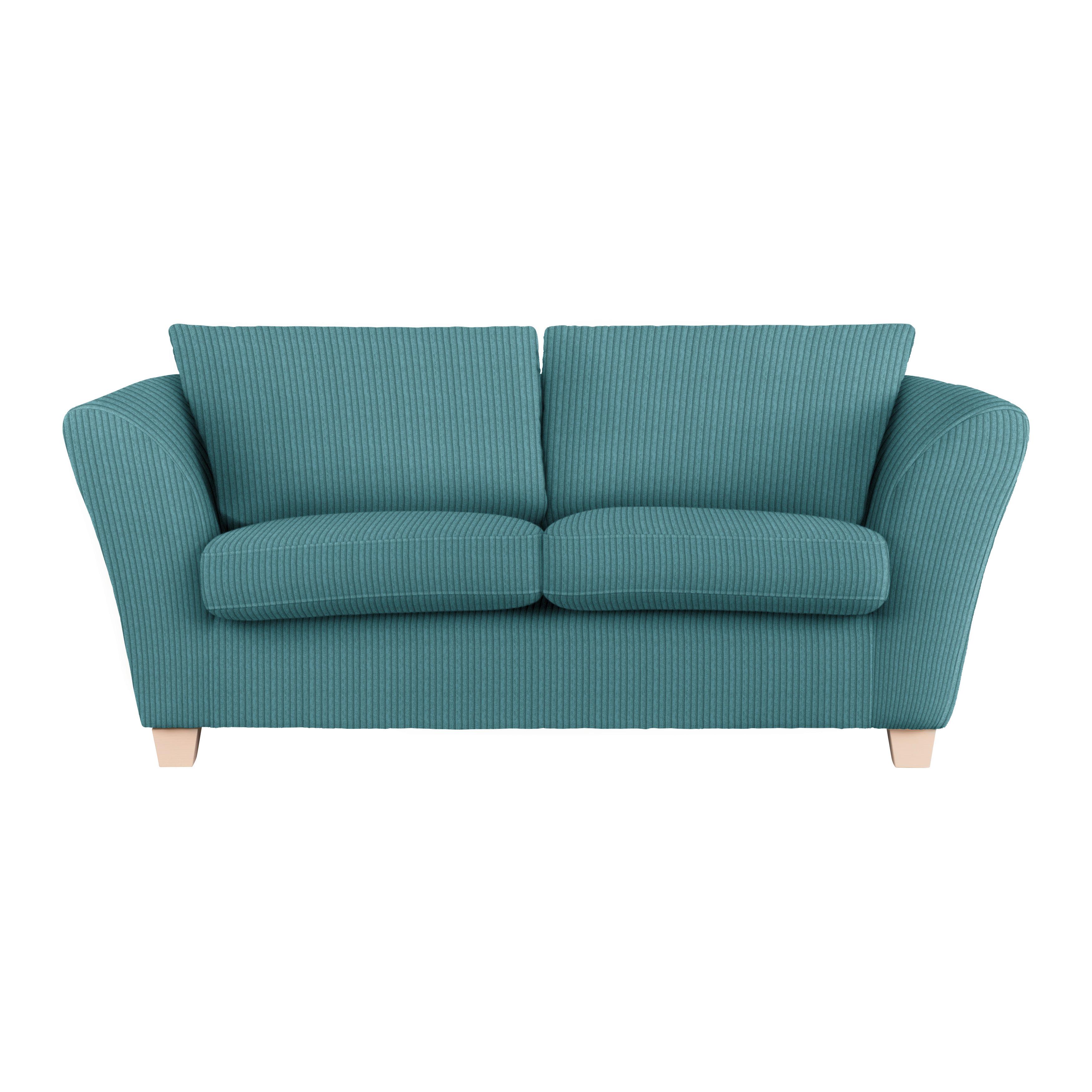 2-Sitzer-Sofa Devado Petrol - Petrol/Naturfarben, Holz/Textil (190/70-85/95cm) - Mömax