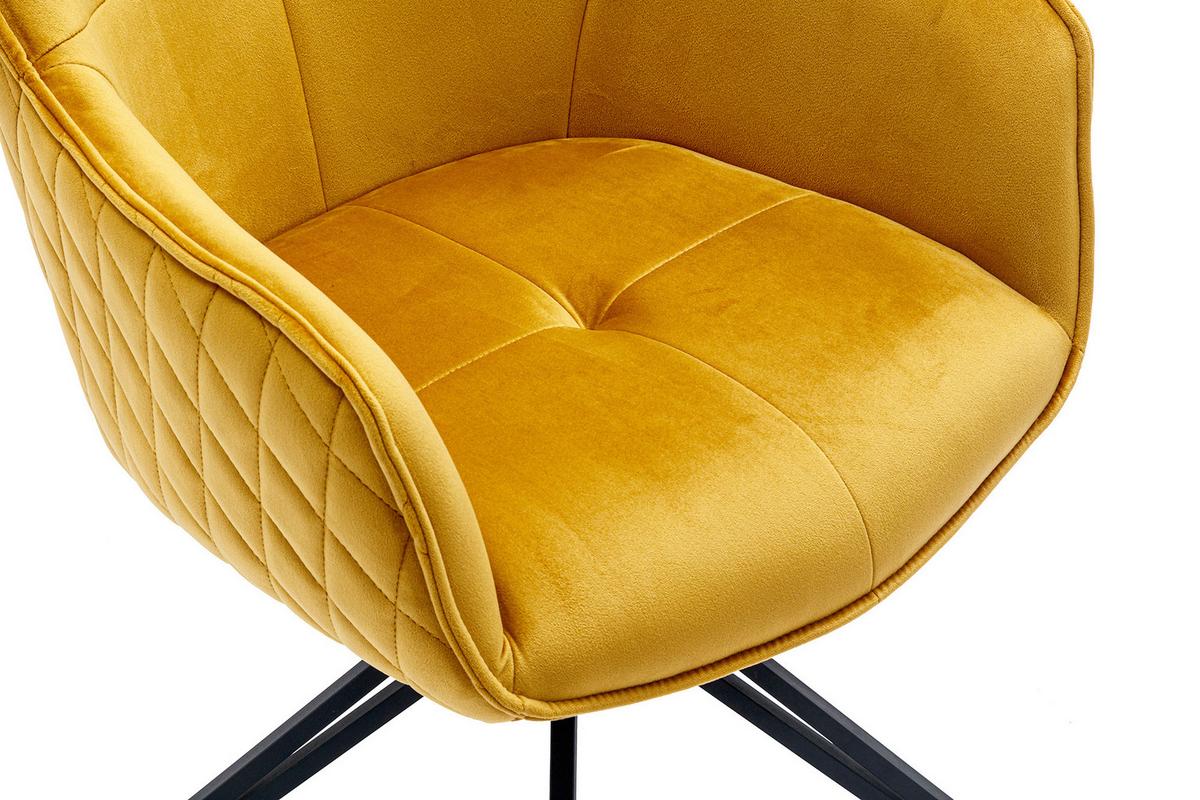 Naslanjač Samt, Rumena, Vrtljiv - rumena/črna, Moderno, kovina/tekstil (59/83/60cm) - Livetastic