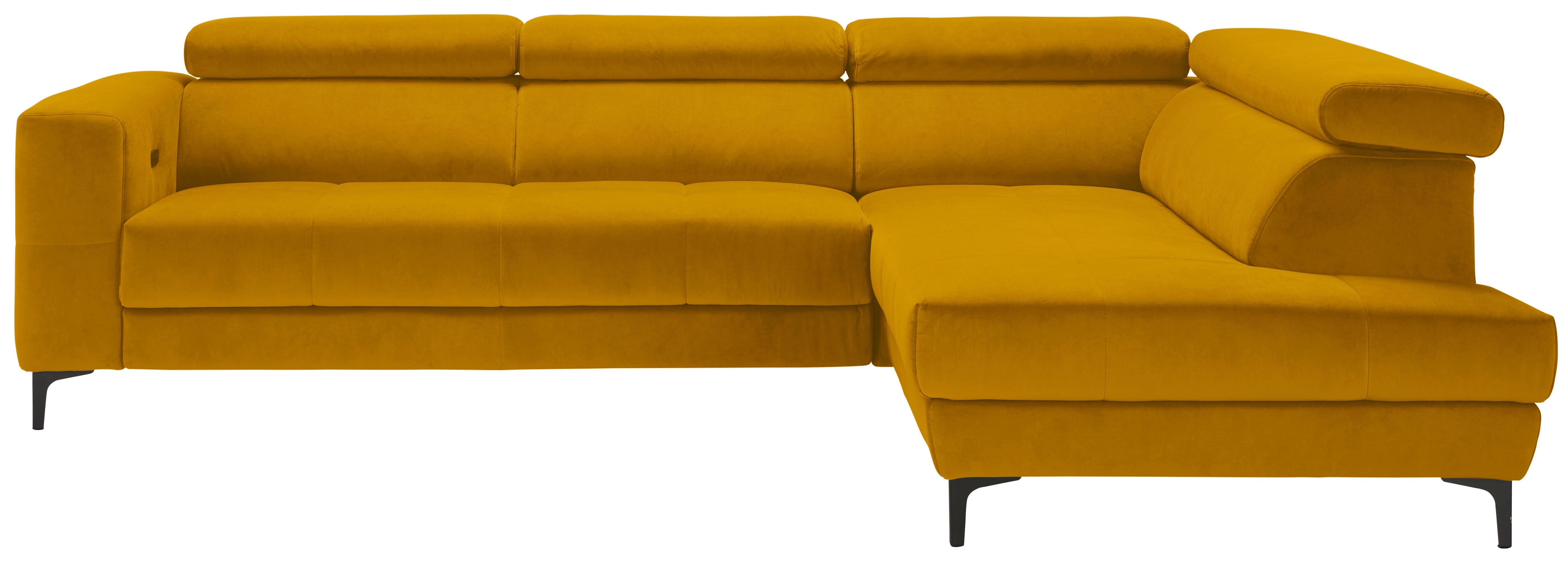 Ecksofa Emma rechts Gelb - Gelb/Schwarz, MODERN, Textil (301/210cm) - Premium Living