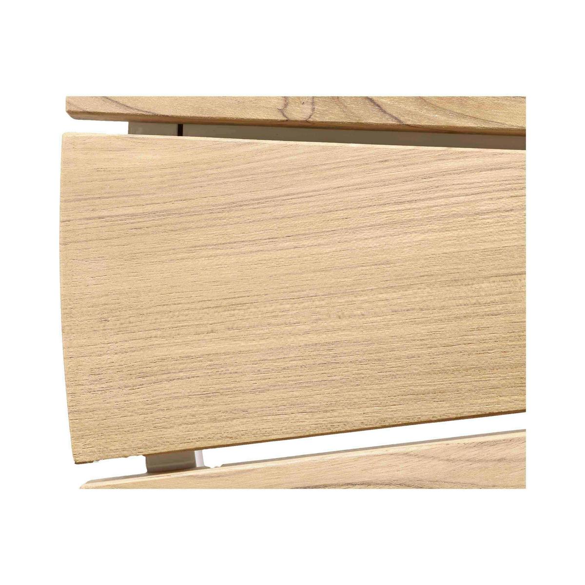 Gartentisch Ellen Weiß/Teak - Weiß Hochglanz/Teakfarben, Natur, Holz/Metall (130/130/74cm) - Gardenson