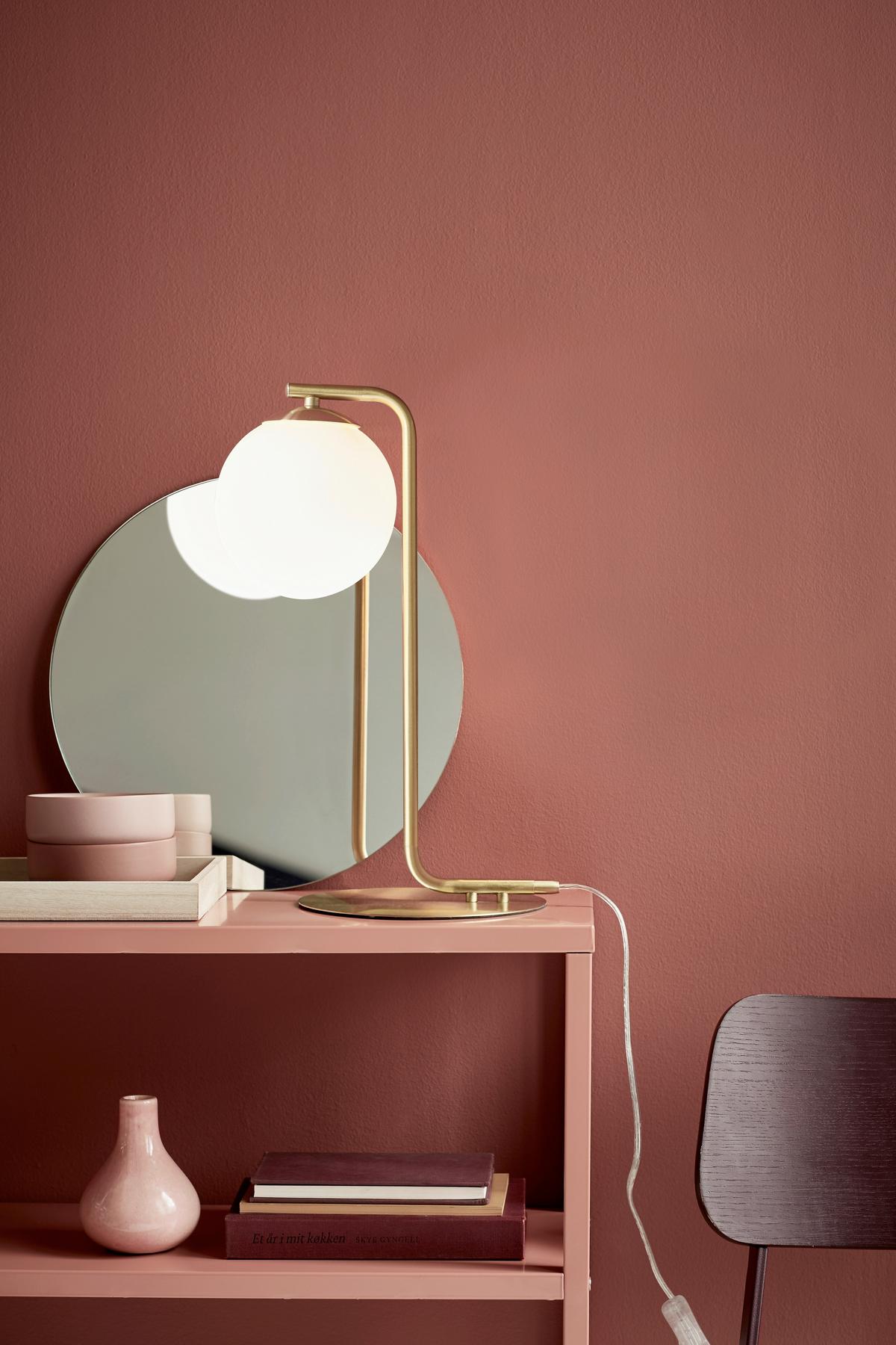 LAMPA STOŁOWA 46635025 GRANT - kolor mosiężny/biały, Design, metal/szkło (20/41cm) - Nordlux