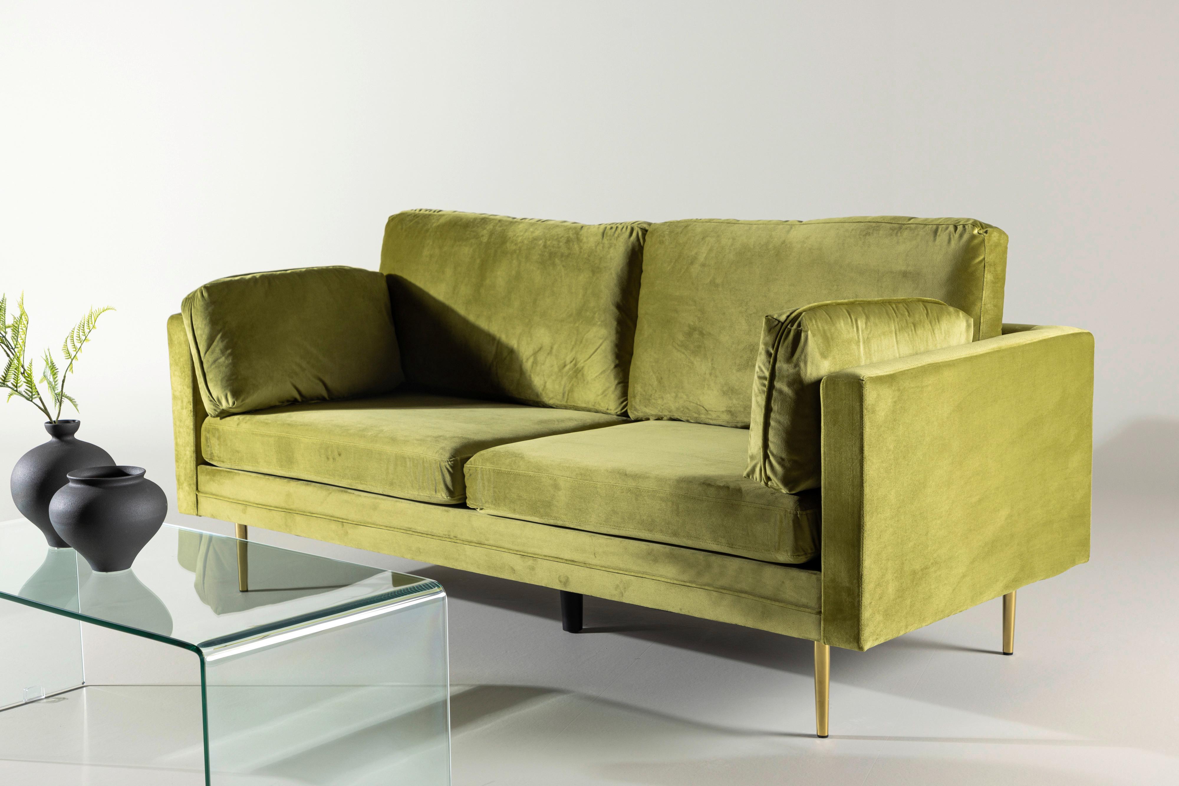 2-SITZER-SOFA BOOM - Goldfarben/Grün, Design, Textil/Metall (203/84/90cm) - Livetastic