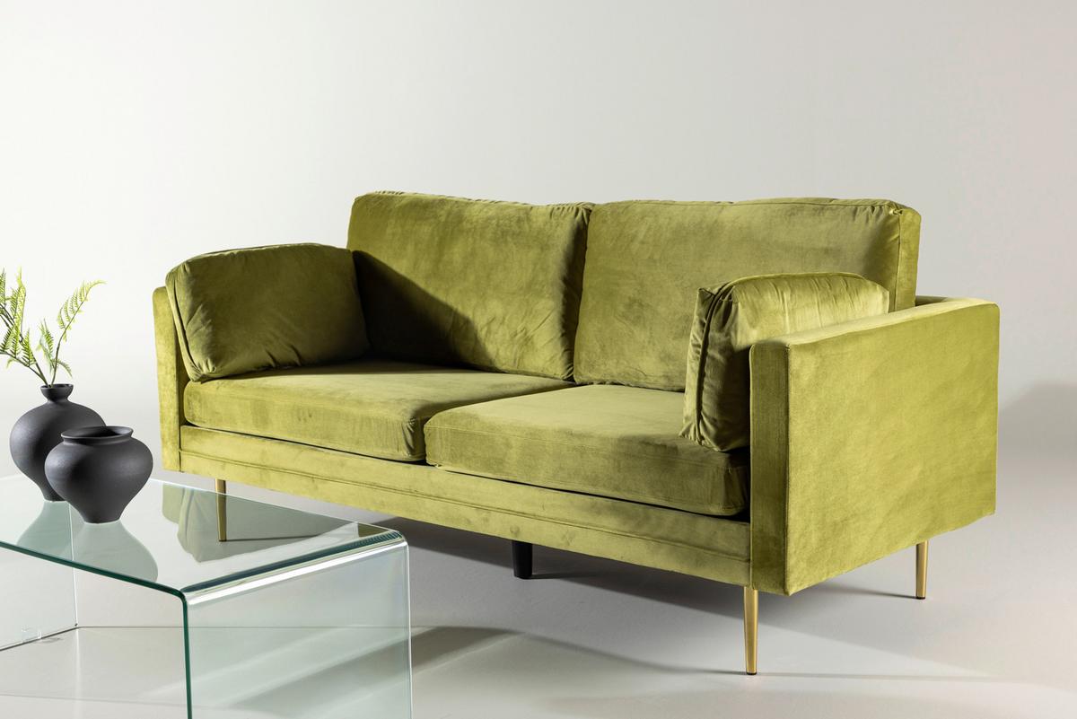 2-SITZER-SOFA BOOM - Goldfarben/Grün, Design, Textil/Metall (203/84/90cm) - Livetastic