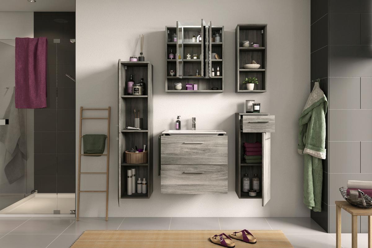 Unterschrank York ca. 30x85x31 cm Rauchsilber - MODERN, Holzwerkstoff/Kunststoff (30/85/31cm) - MID.YOU