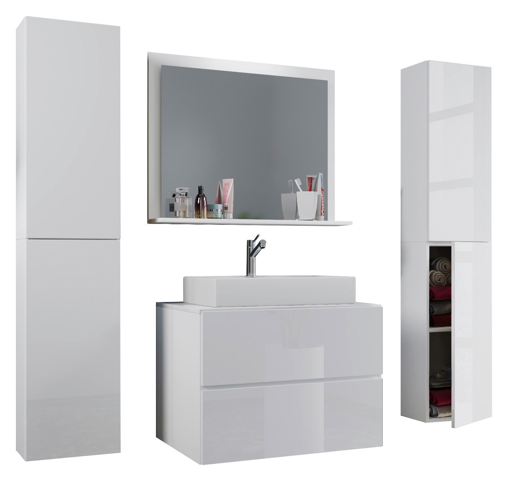 Badezimmer Lendas 5-tlg. ca. 127 cm Weiß - Weiß, MODERN, Keramik/Holzwerkstoff (127cm) - MID.YOU