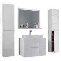 Badezimmer Lendas 5-tlg. ca. 127 cm Weiß - Weiß, MODERN, Keramik/Holzwerkstoff (127cm) - MID.YOU