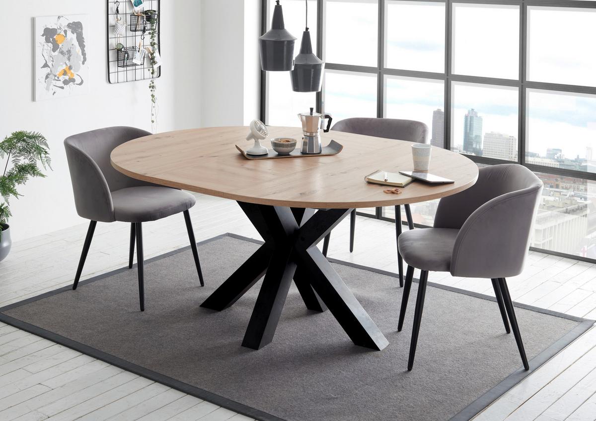 Ausziehtisch in Schwarz/Artisan Eiche - Schwarz/Eiche Artisan, MODERN, Holzwerkstoff (110-150/110/78cm) - ecoTree