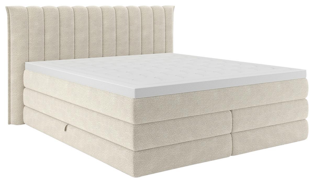Boxspringbett Lina Beige ca. 160x200cm - Beige, KONVENTIONELL, Holz/Holzwerkstoff (160/200cm) - Premium Living