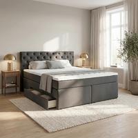 Boxspringbett Anthrazit Ca. 180x200cm - Anthrazit/Schwarz, Holzwerkstoff/Kunststoff (180/200cm) - Mömax