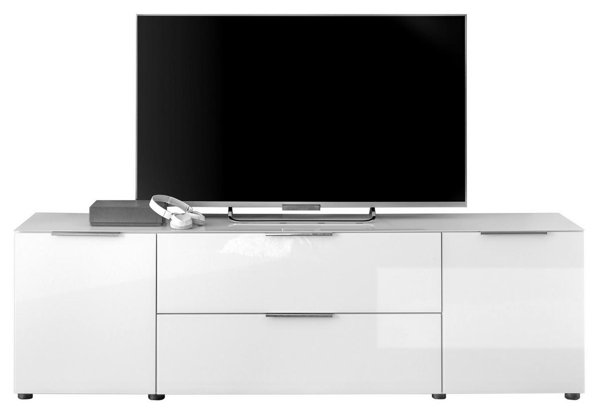 Lowboard Siena Weiß - Chromfarben/Schwarz, MODERN, Glas/Holzwerkstoff (180/55/40cm) - Mömax