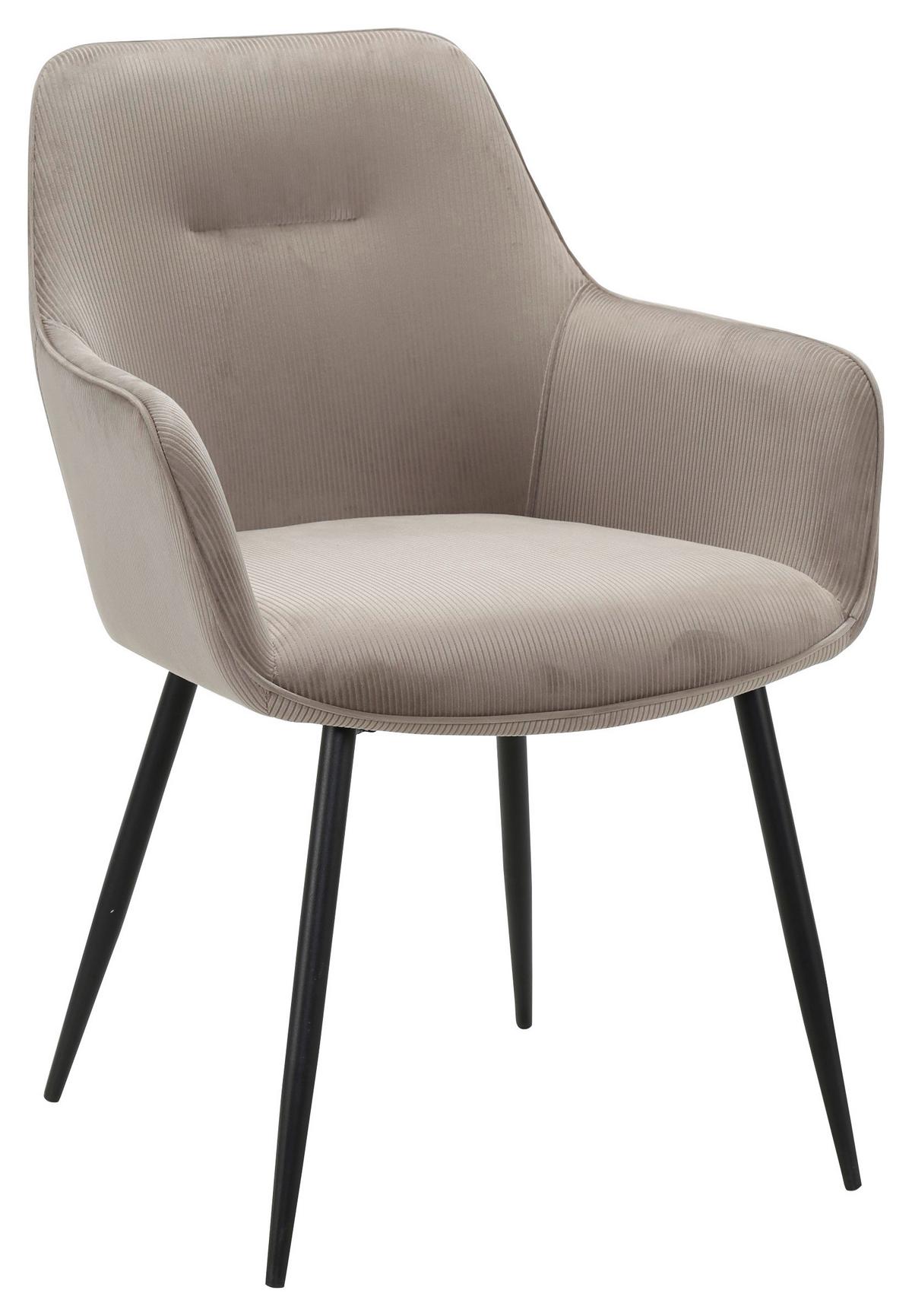 KRZESŁO Z PODŁOKIETNIKAMI FOX - czarny/taupe, Design, metal/tkanina (57/85/60cm) - Novel