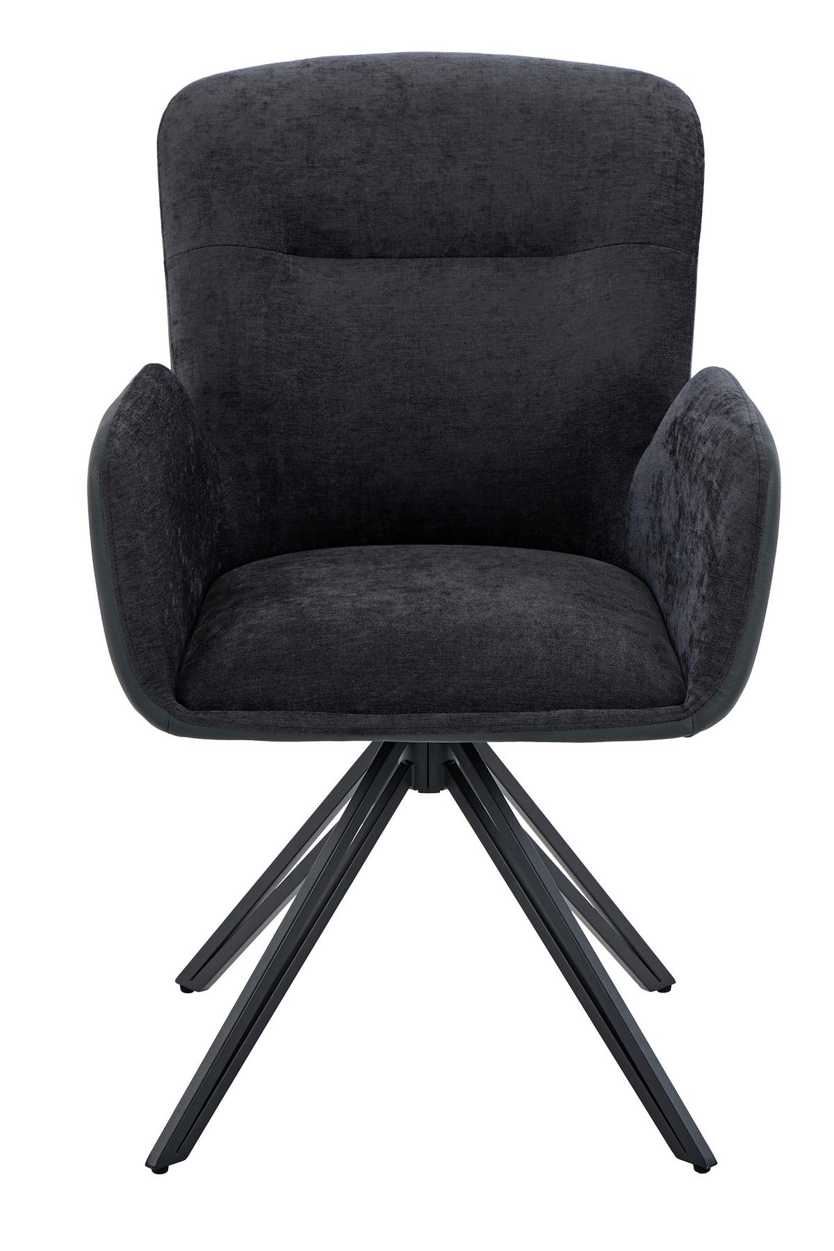 ARMLEHNSTUHL-SET MILAZZO S 2ER-SET - Schwarz, MODERN, Textil/Metall (57/91/67,5cm) - MID.YOU