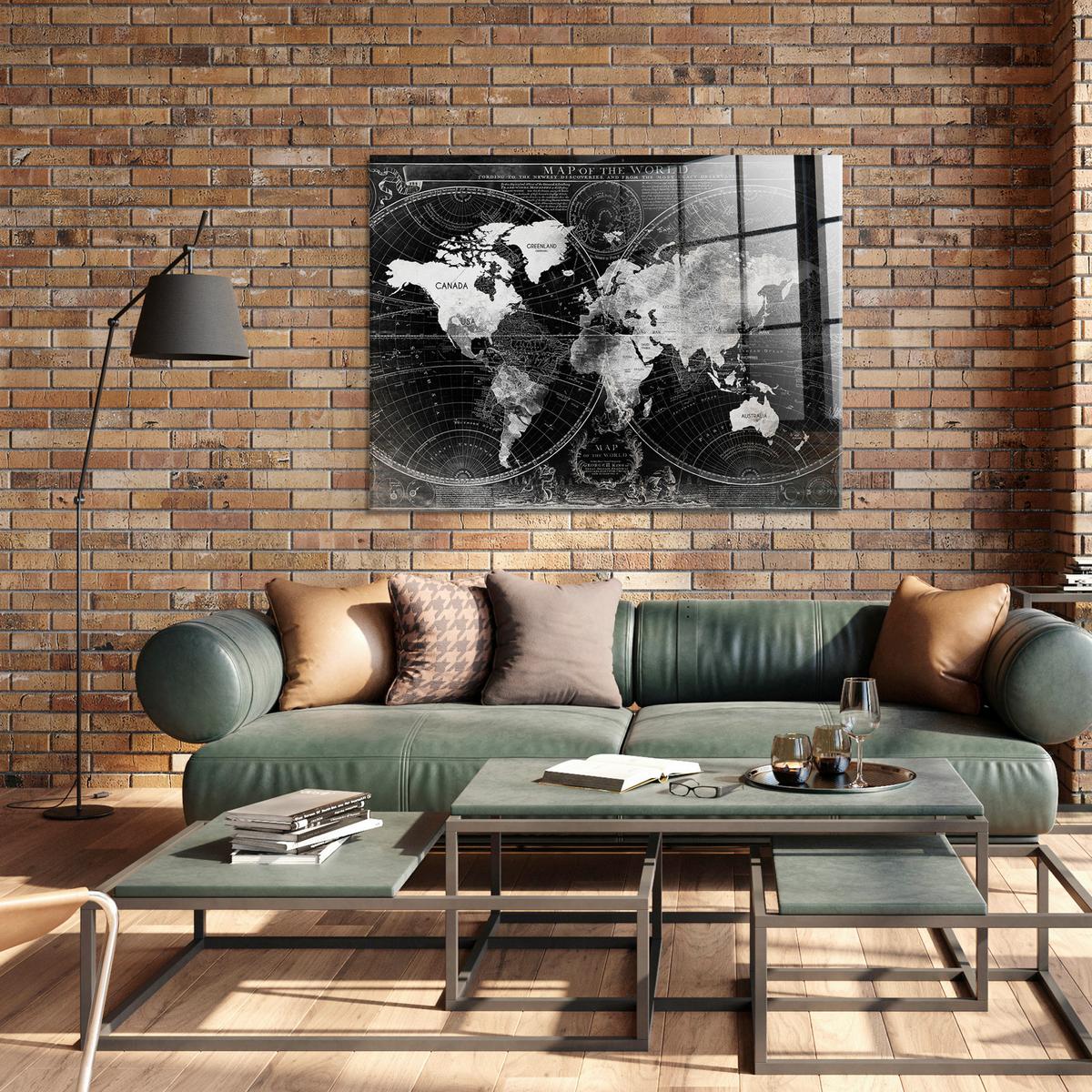 Glasbild Schwarz/Weiß ca. 120x80cm - Schwarz/Weiß, Basics, Glas/Papier (120/80cm)