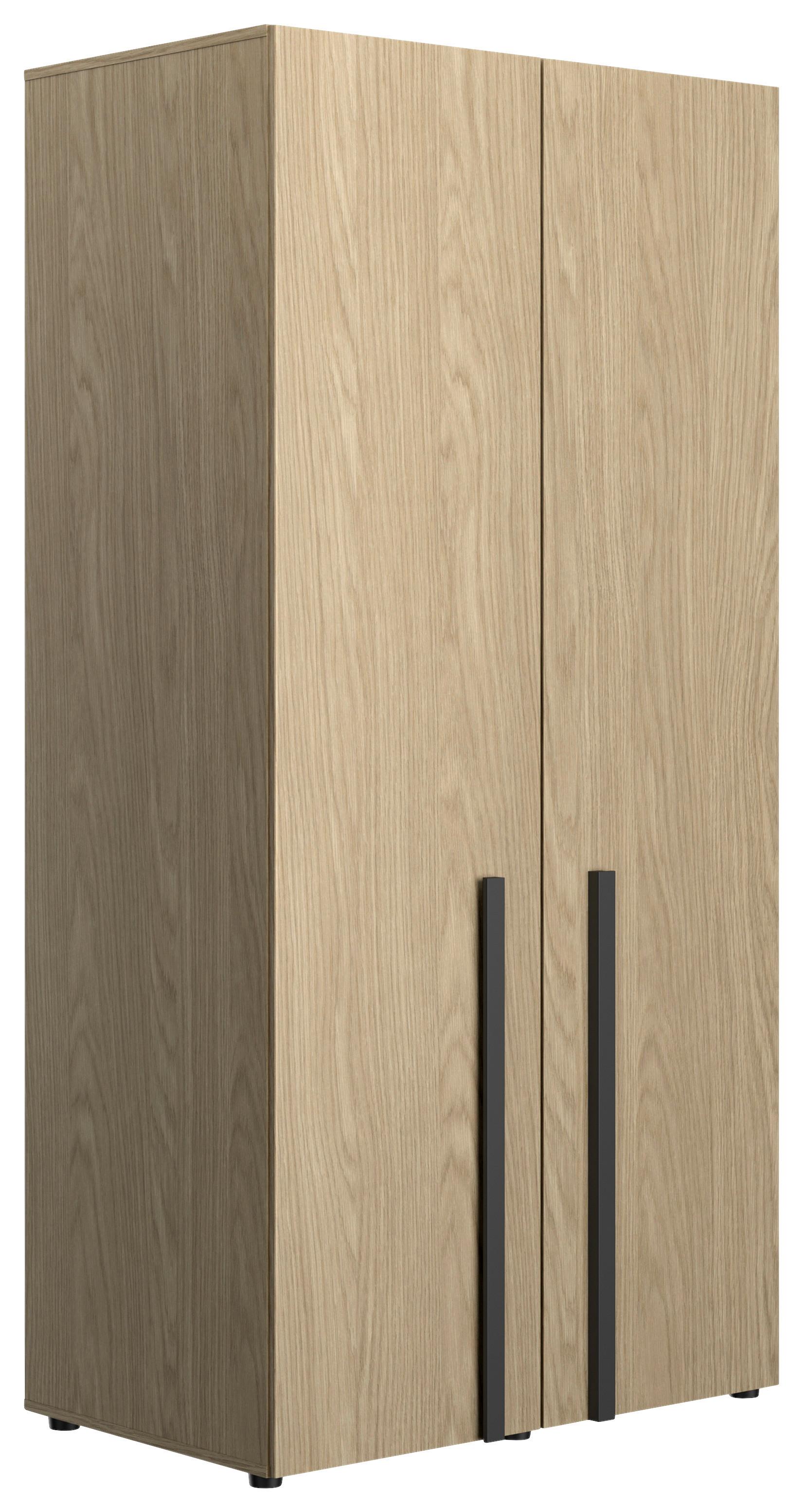 Omara S Klasičnimi Vrati Nael, Barva Hrasta, Črna - črna/barve hrasta, Basics, leseni material (100/200/60cm)