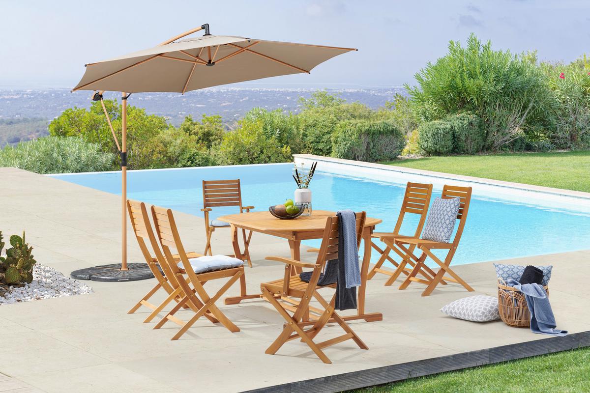 Vrtna Garnitura Kiel, Masivno, Raztegljiva Miza - barva tikovine, Natur, les (160-220/100/74cm) - James Wood