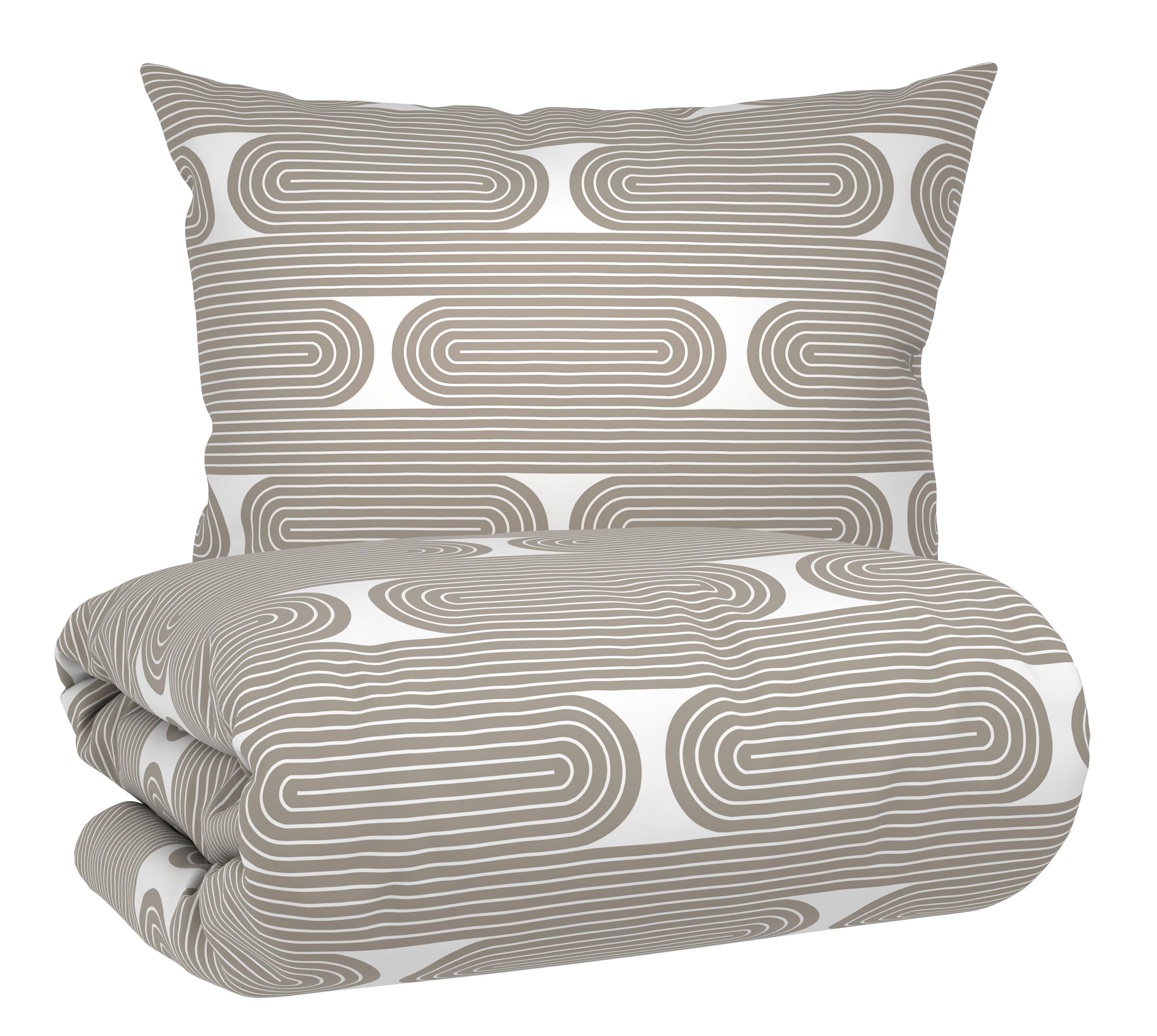 Lenjerie de pat Retro, cca. 140x200/50x70 cm - alb/gri-maro, Modern, textil (140/200cm) - Mömax